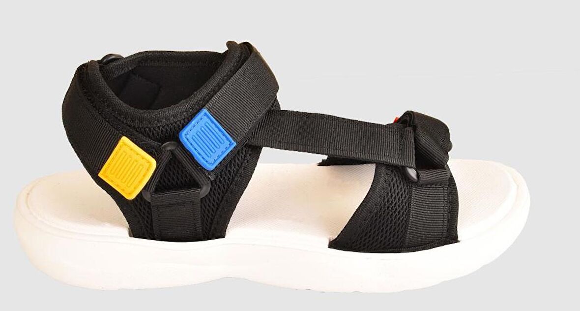 Unisex Step Renkli Cırtlı Rahat Düz Taban Spor Sandalet