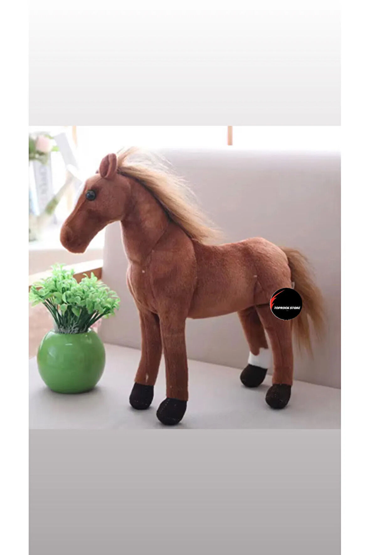 Sesli Kişneyen At Peluş Oyuncak Gerçekçi Görünüm Doğum Günü Hediyesi Uyku Arkadaşı 30 cm