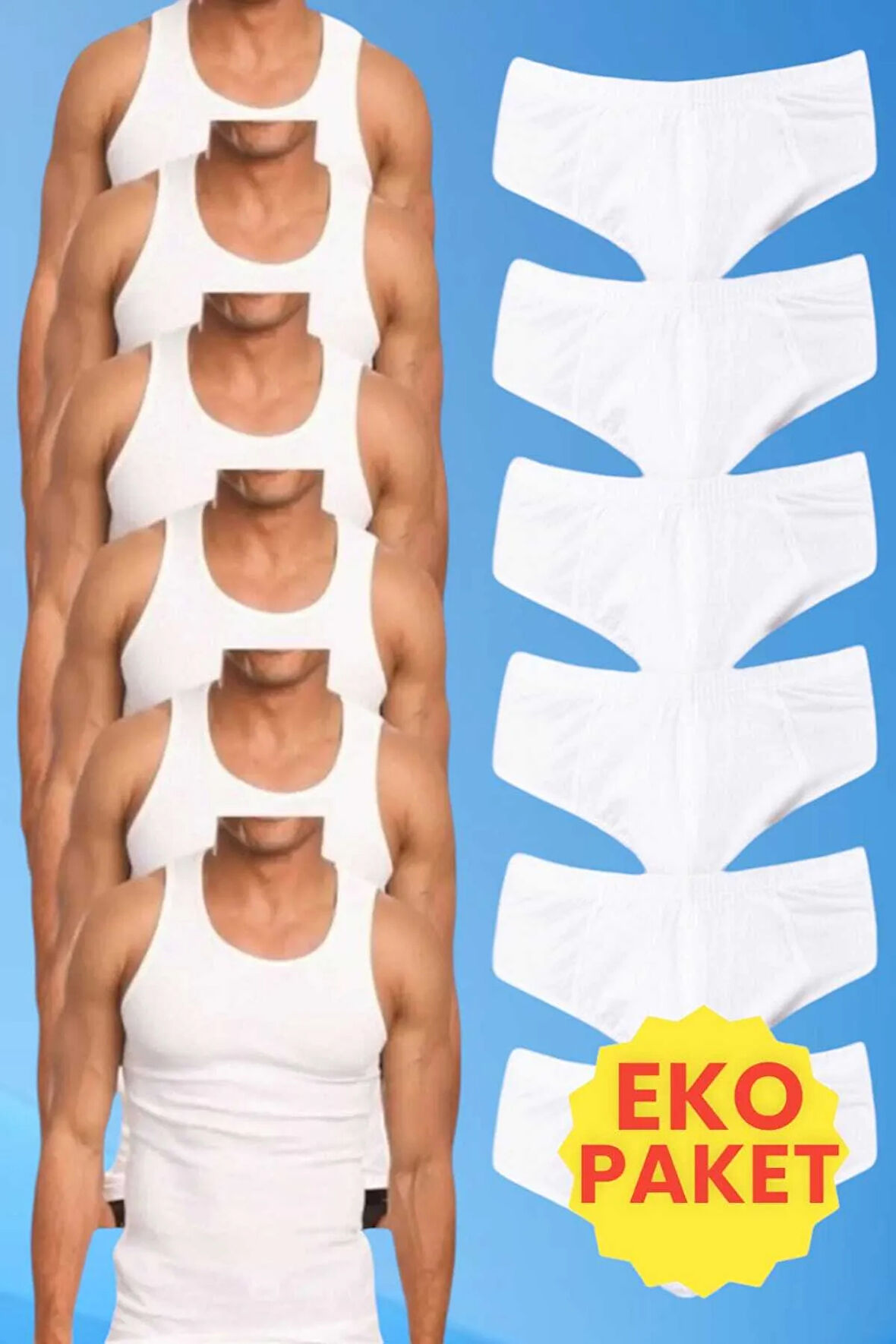 Uniquetrenders Erkek Pamuklu 6 Atlet 6 Slip Külot Set