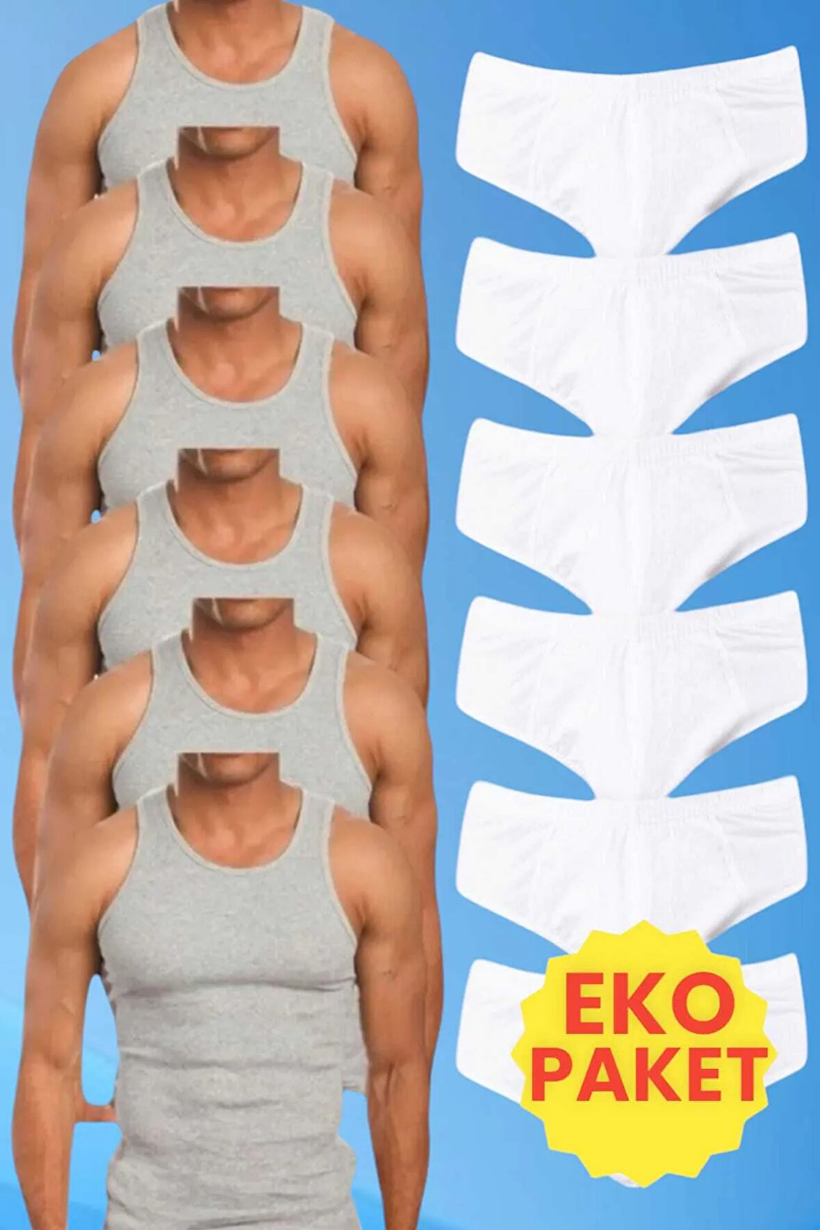 Uniquetrenders Erkek Pamuklu 6 Atlet 6 Slip Külot Set