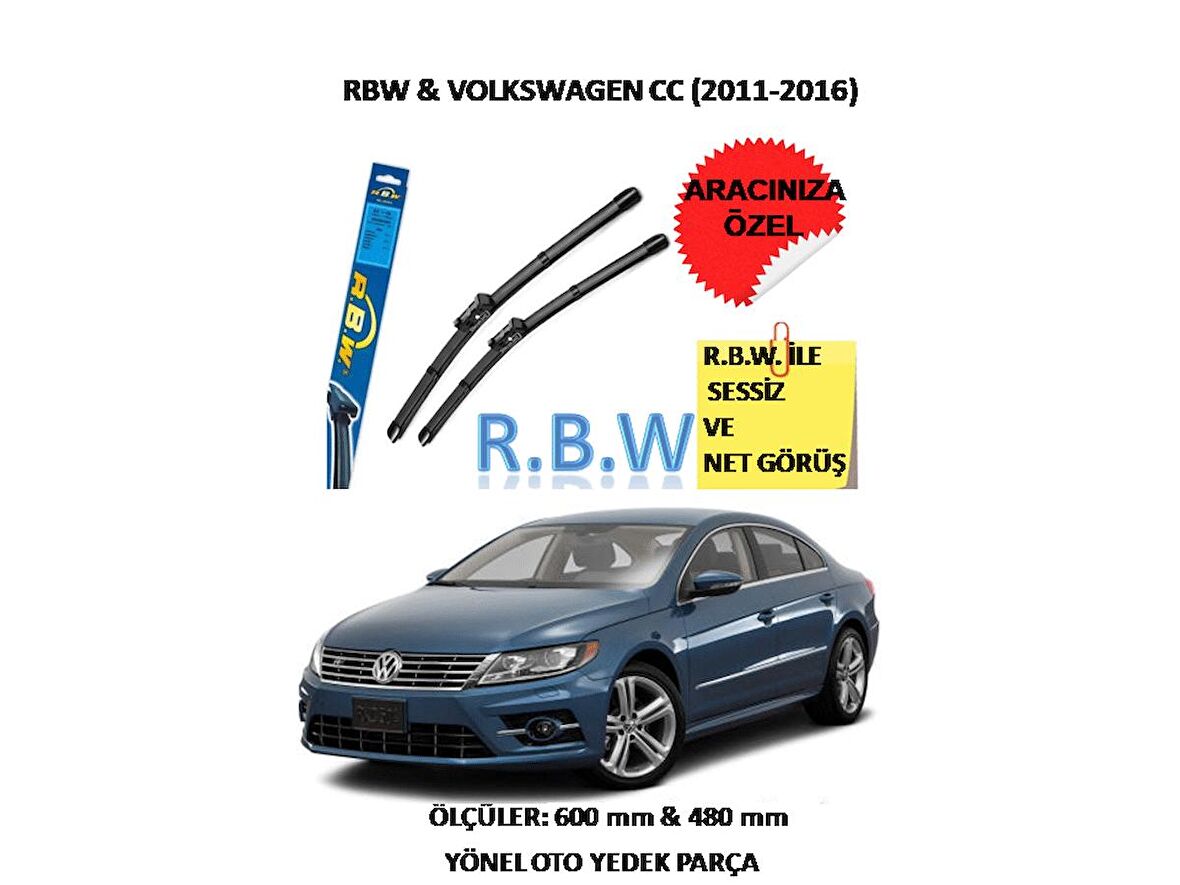 RBW  Volkswagen CC  (2011-2016)  Aracınız İçin Özel Muz Tip Silecek Takımı