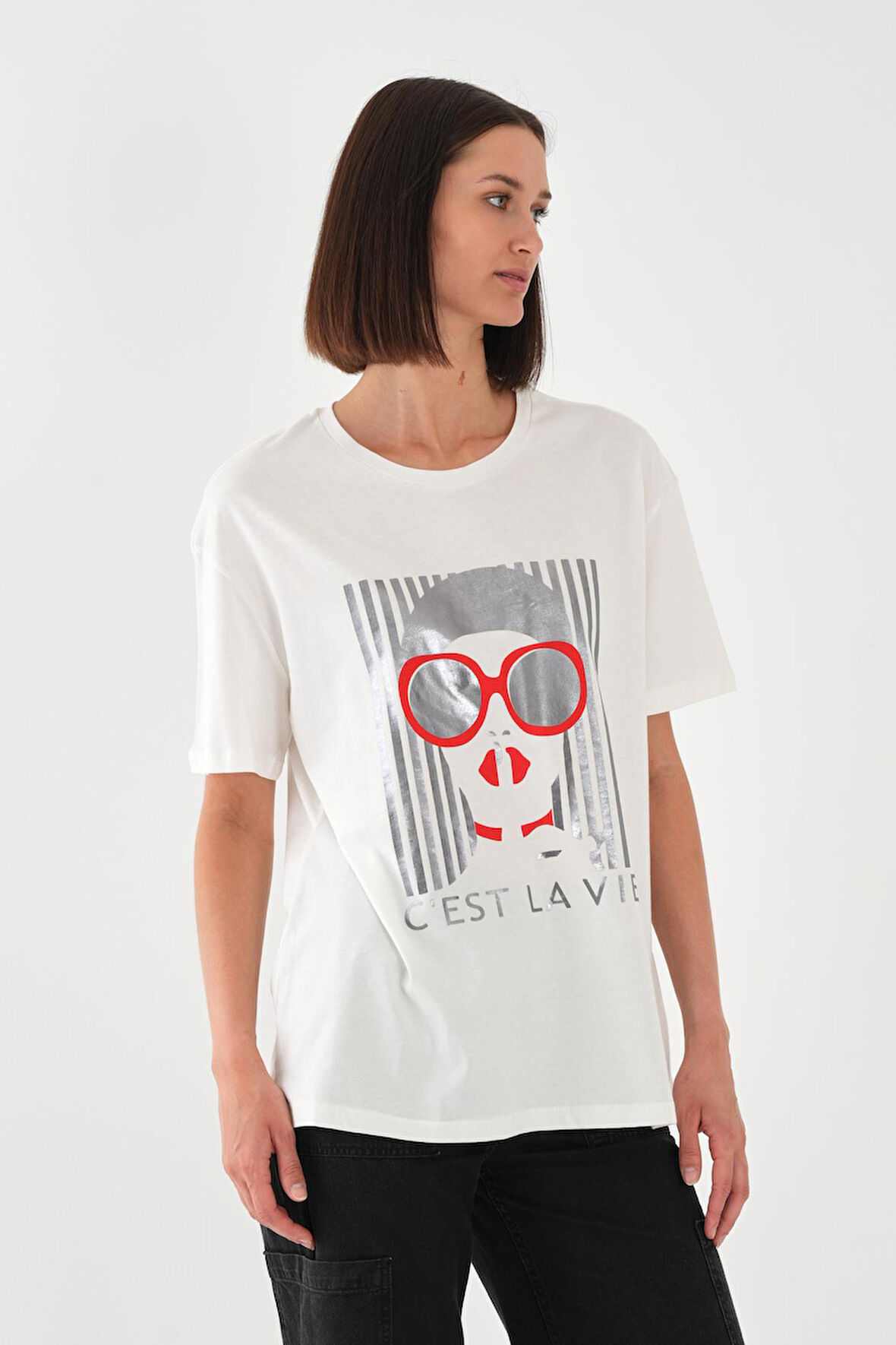 ALEXANDERGARDI Baskılı Siyah Kadın T-shirt