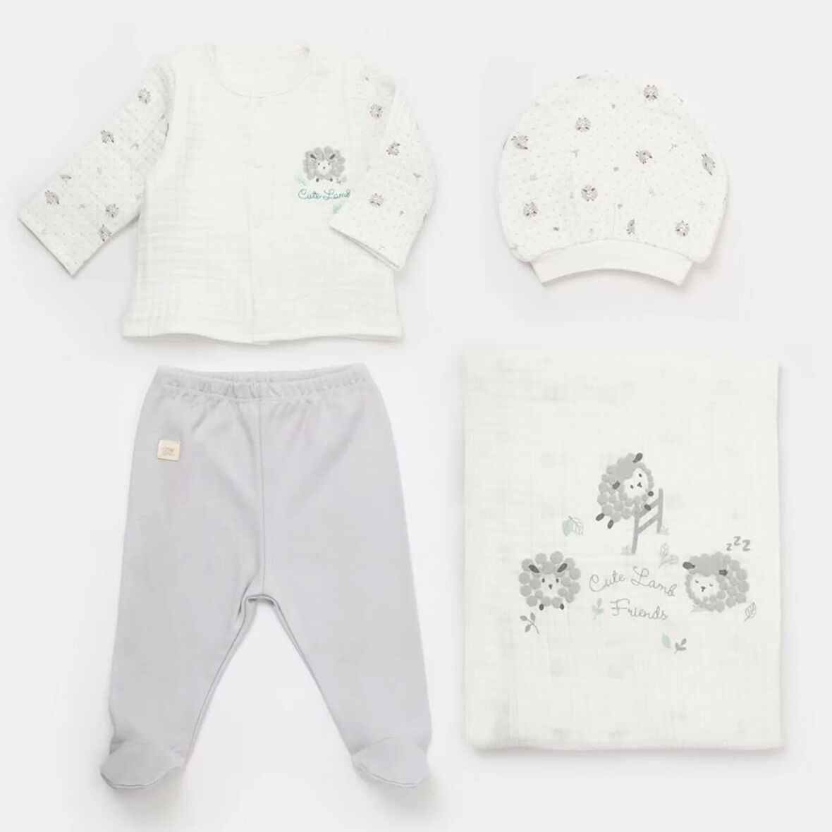 Eterella Lamb Friends Battaniyeli Tüllü 4'lü Set  Gri