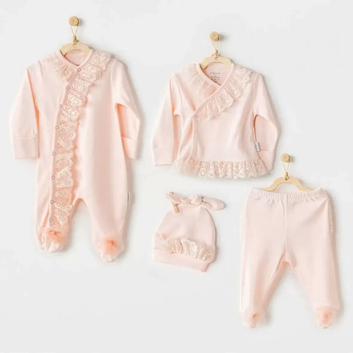 Eterella Newborn Chic Girl Tüllü 4'lü Hastane Çıkışı Salmon