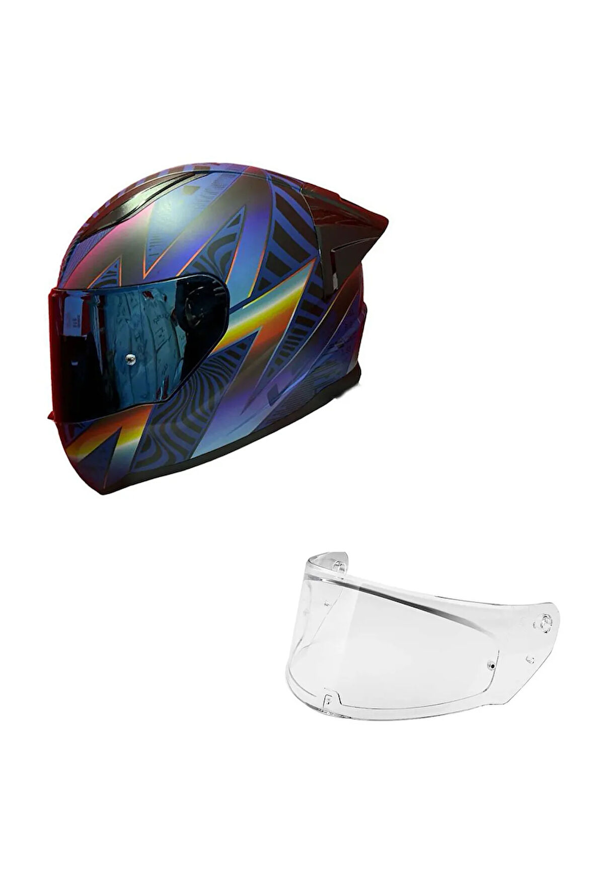 RAPID 2 RACE OPTIK MAT MAVİ-MOR KASK++SPOİLER-SET