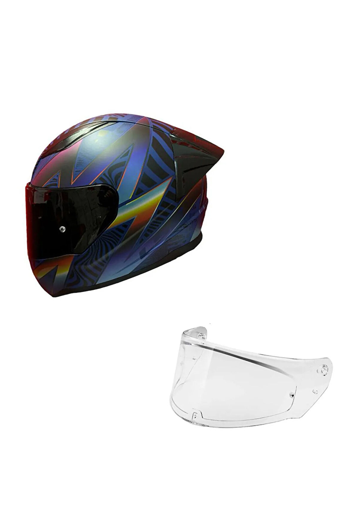 RAPID 2 RACE OPTIK MAT MAVİ-MOR KASK++SPOİLER-SET