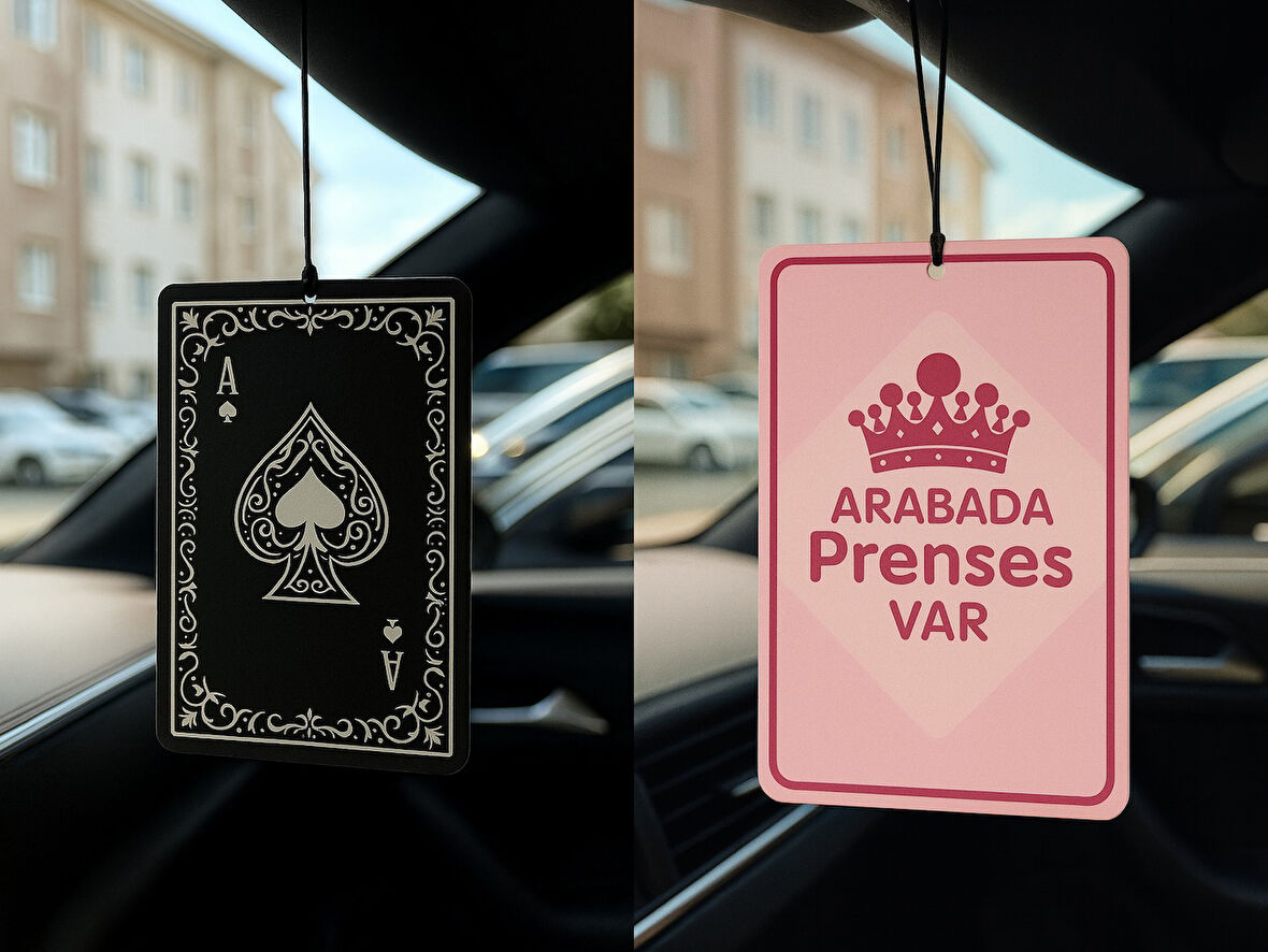 Maça As ve Arabada Prenses Var - İkili Oto Kokusu - Dekoratif Araç Kokusu ve Aksesuarı