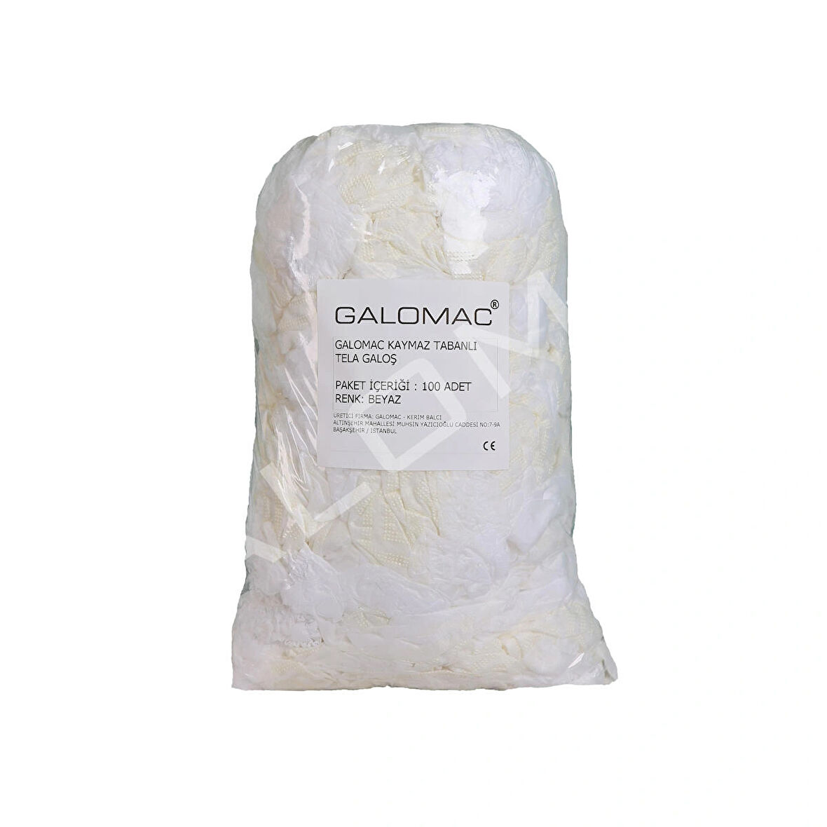KAYMAZ TABANLI TELA GALOŞ BEYAZ (100 ADET)