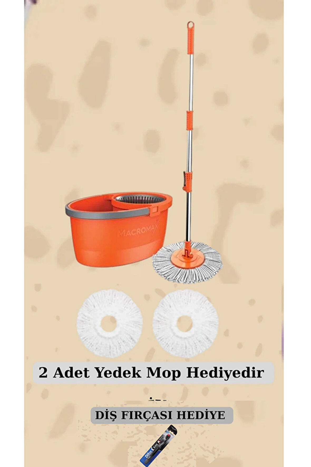 Faster Yeni Nesil Döner Başlıklı Otomatik Temizlik Seti Ve 2 Adet Yedek Mop