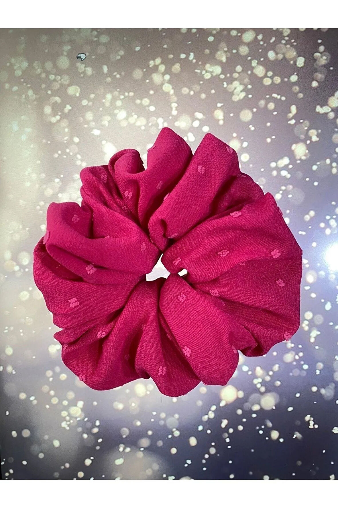 Fuşya Pembe Kumaş Lastikli Kadın Simit Saç Tokası Hediye