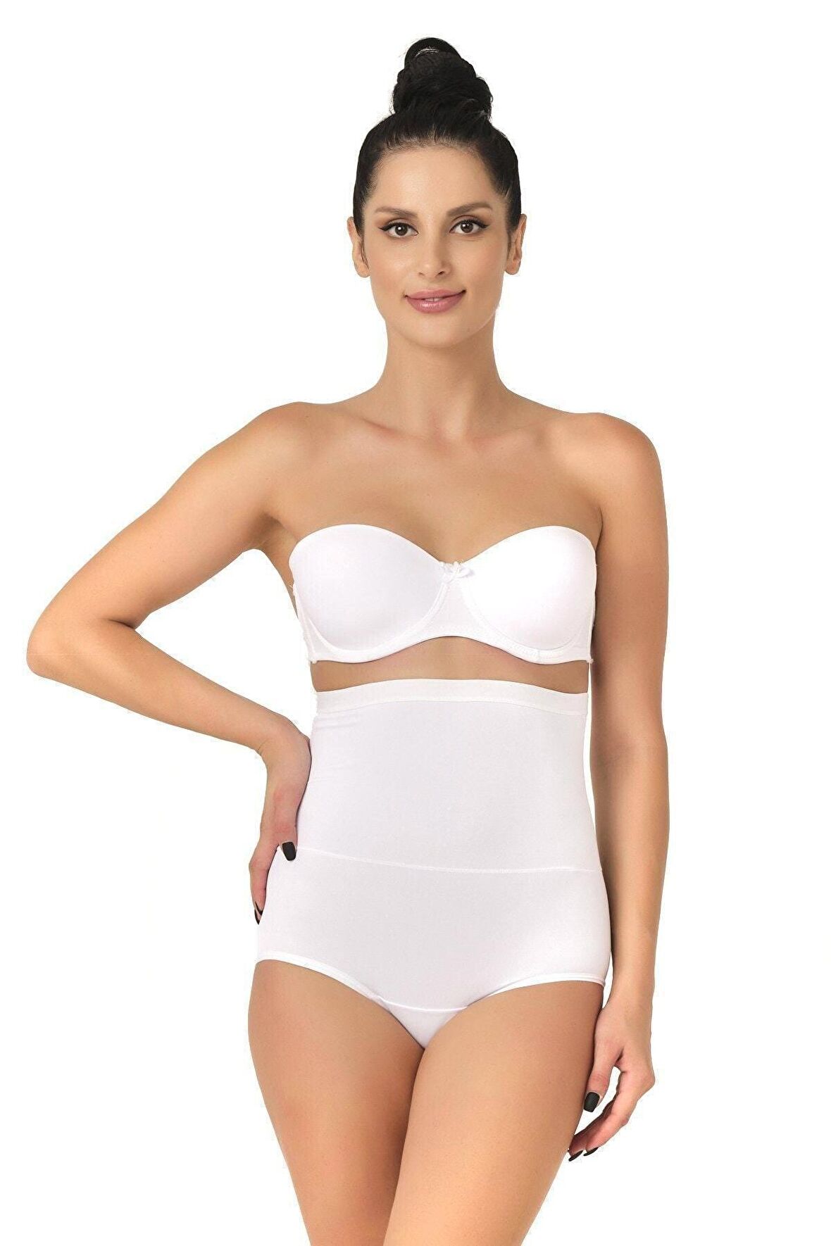 Kadın Beyaz Yüksek Bel Slip Pop-up Korse