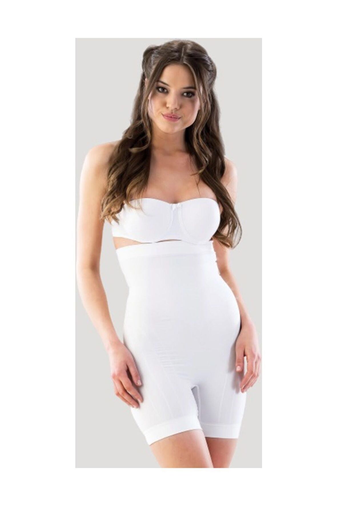Ince Yüksek Bel Paçalı Korse Beyaz 7026