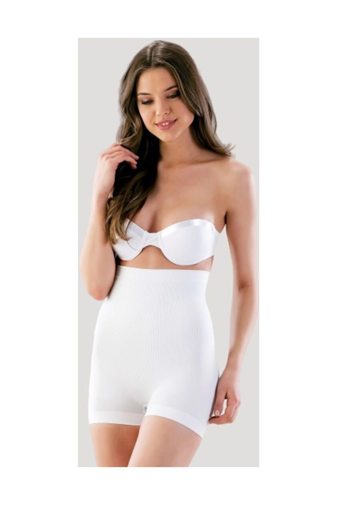 Seamless Masaj Özellikli Kısa Paçalı Boxer Korse Beyaz 2055