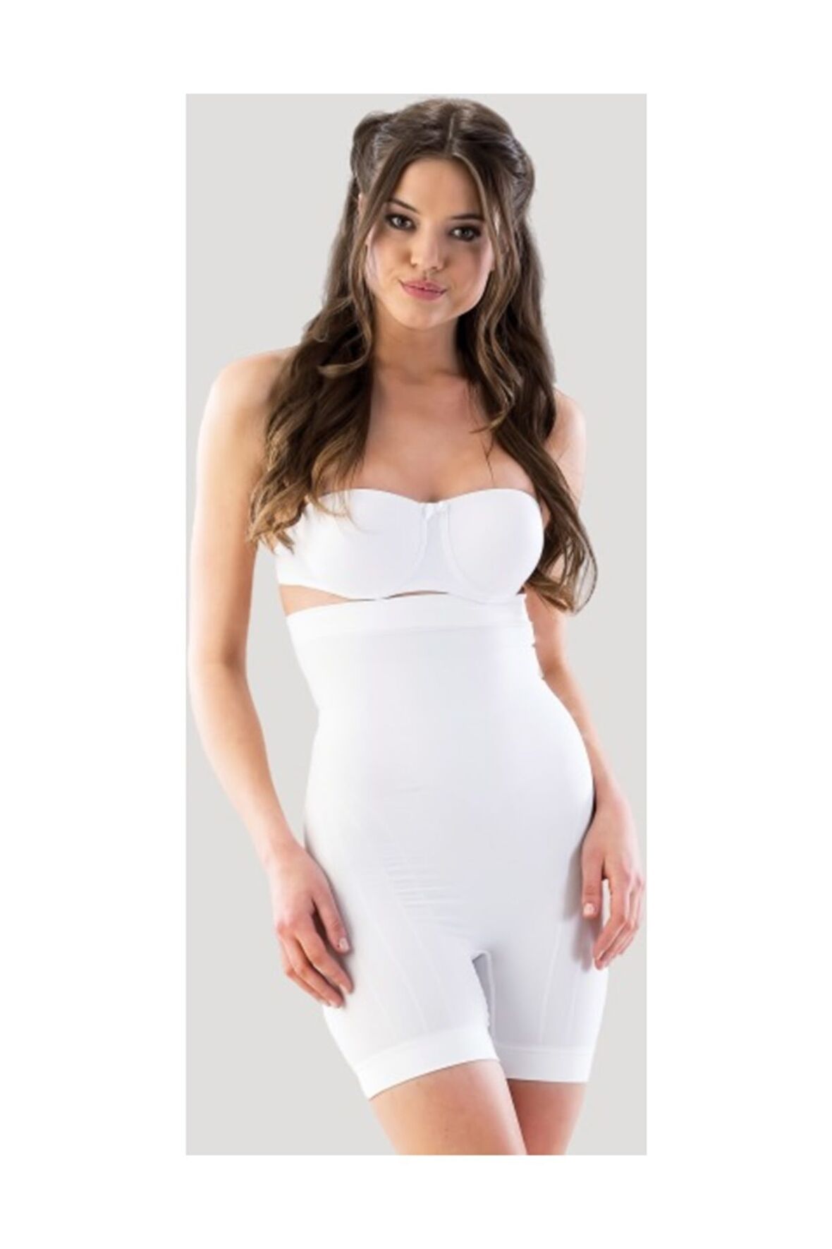 Ince Yüksek Bel Paçalı Korse Beyaz 7026