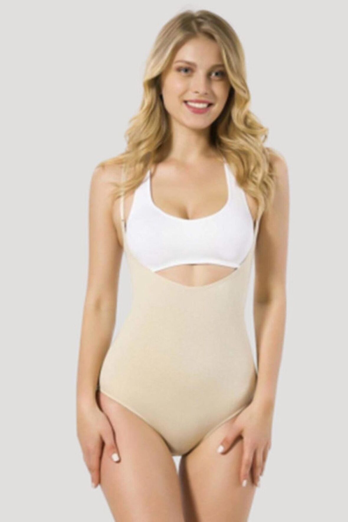 Kadın Ten Seamless Göğsü Açık Slip Korse 2023