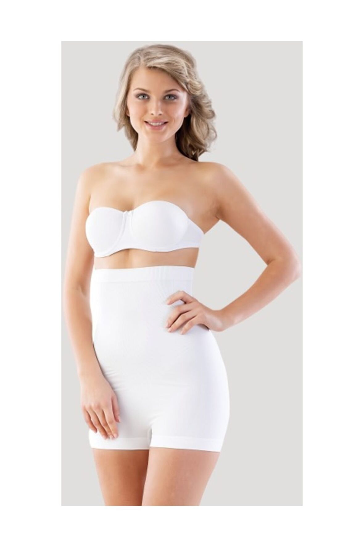 Kısa Paçalı Boxer Korse Beyaz 2047