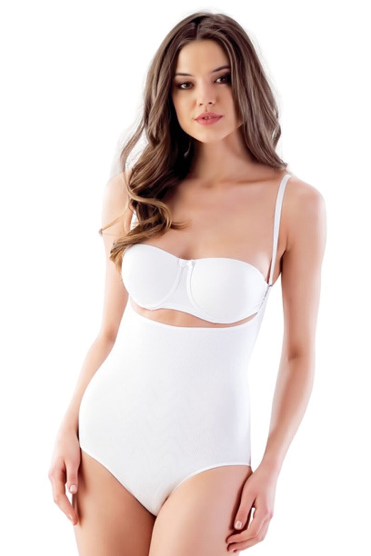 Kadın Beyaz Göğsü Açık Slip Korse 2073