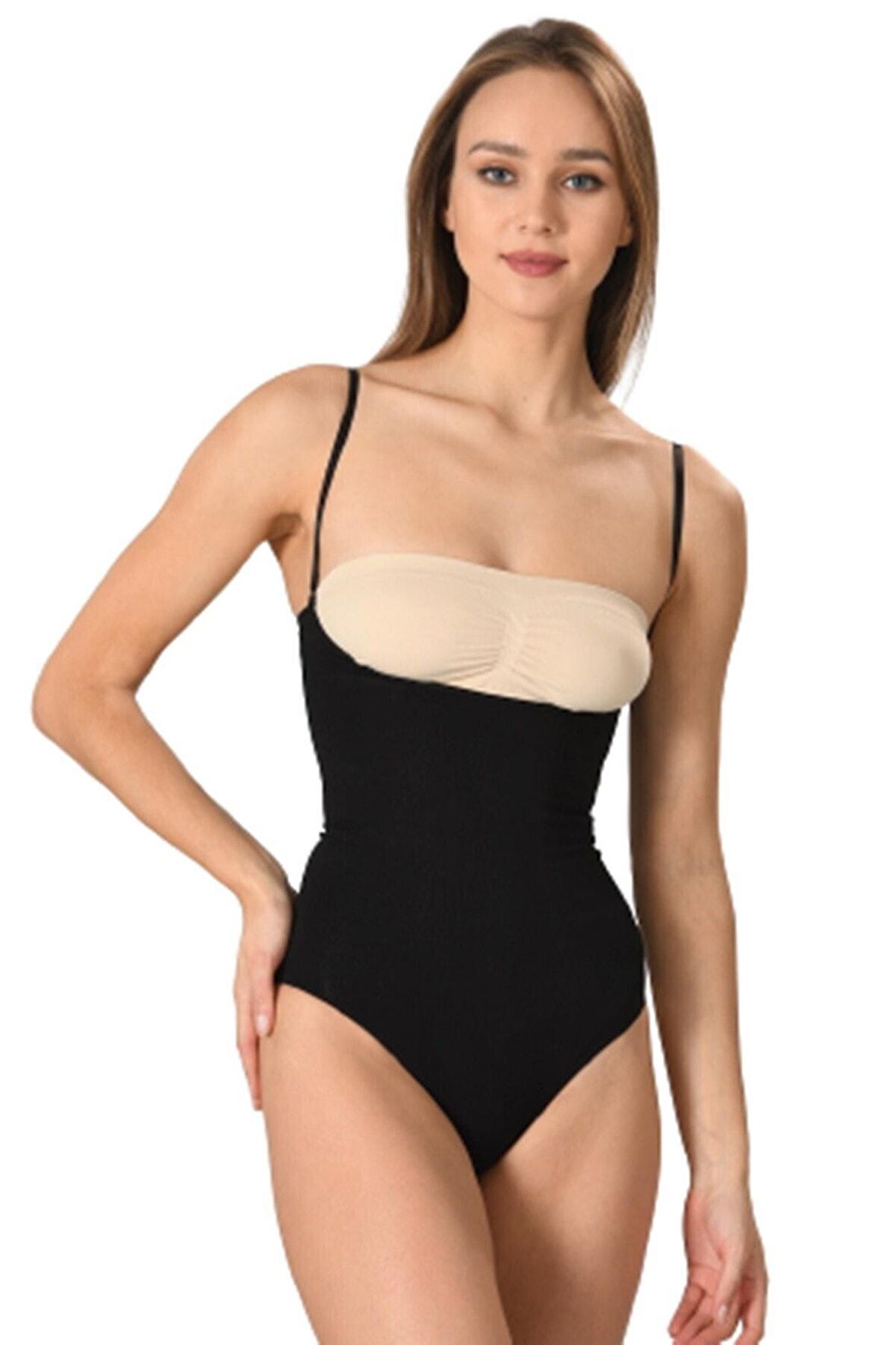 Kadın Siyah Seamless Göğsü Açık Slip Korse 2073