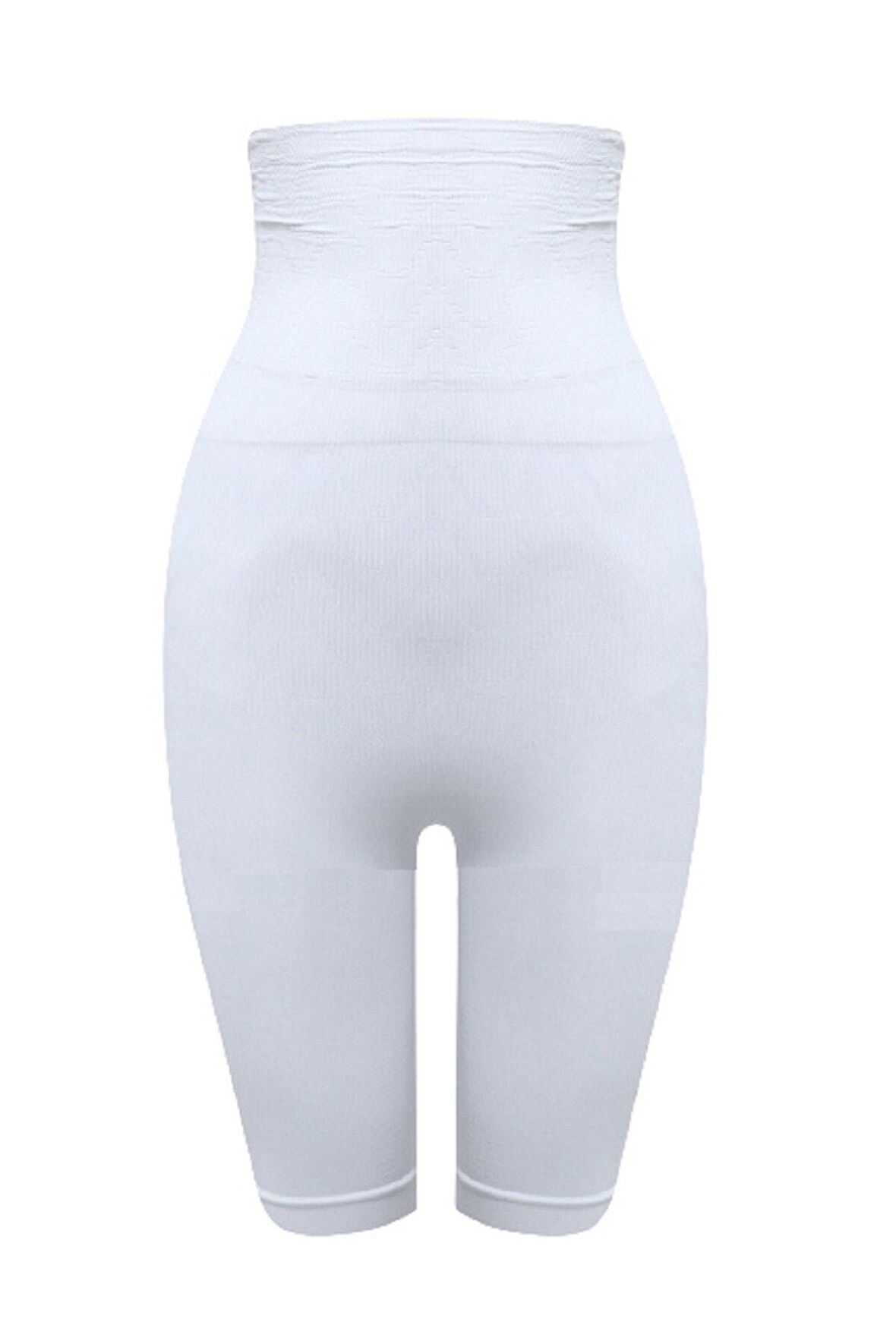 Kadın Beyaz Uzun Paça Çift Kat Boxer Korse 2044