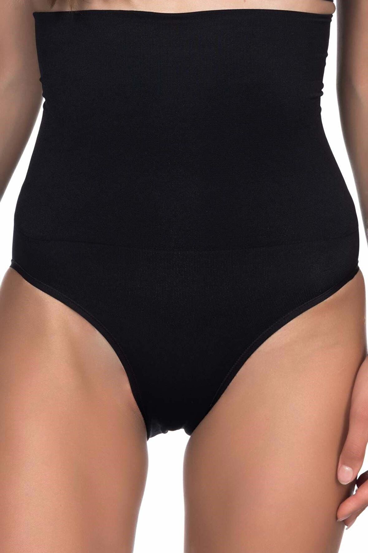 Kadın Siyah Dikişsiz Yüksek Bel Double Slip Korse 2009