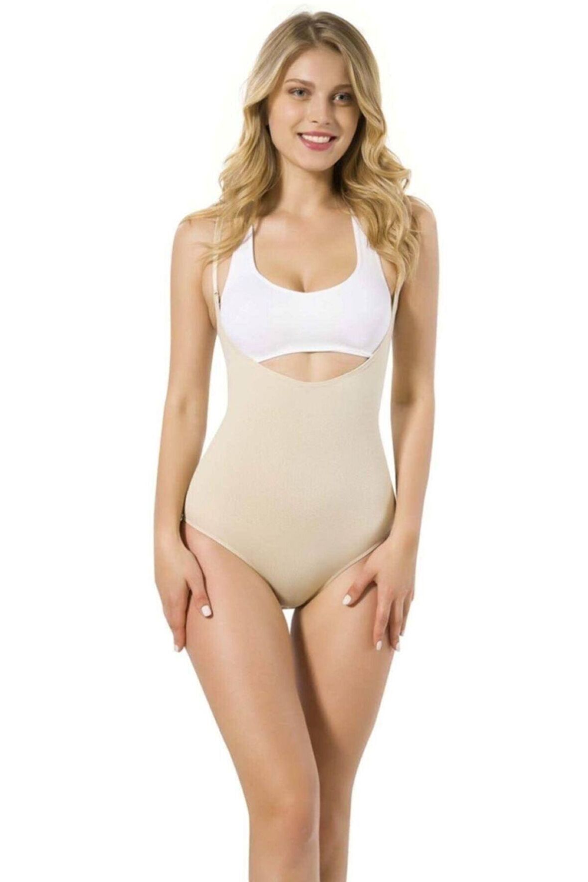 Kadın Ten Seamless Göğsü Açık Slip Korse