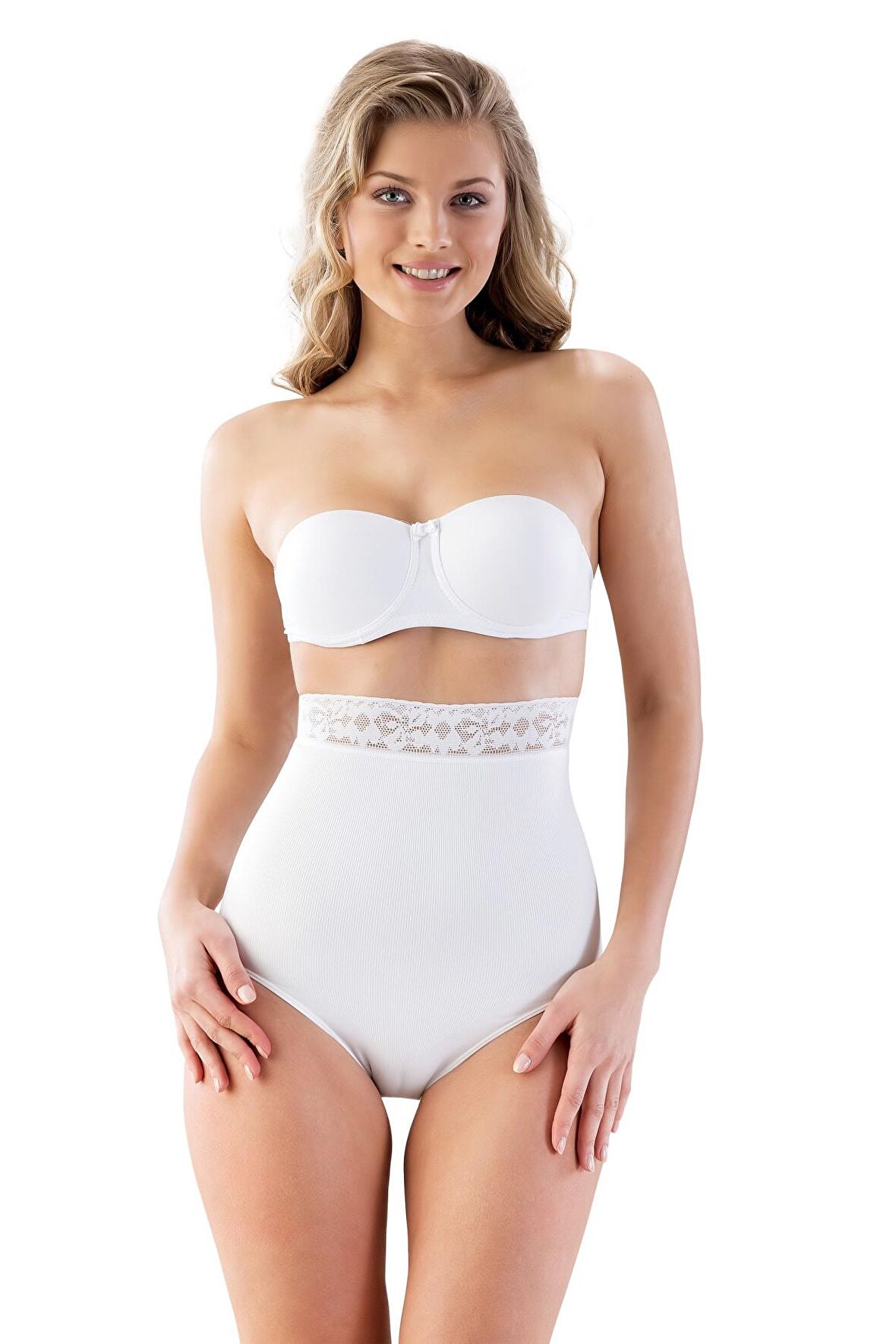 Kadın Beyaz Seamless Beli Dantel Slip Korse