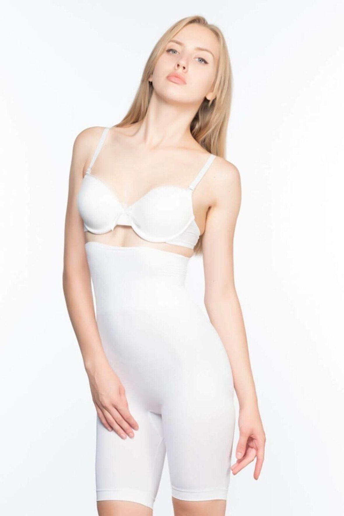 Beyaz 2074 Yüksek Bel Desenli Double Uzun Paça Korse