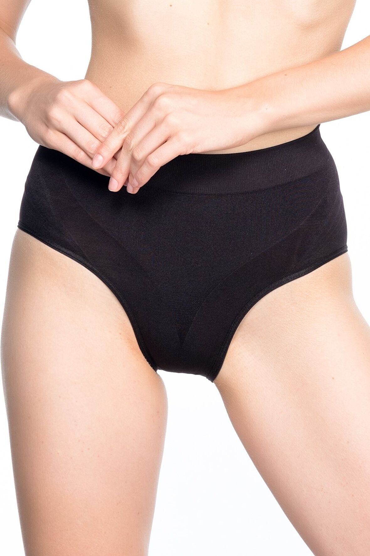 Kadın Siyah Dikişsiz Düşük Bel İnce Slip Korse 7025