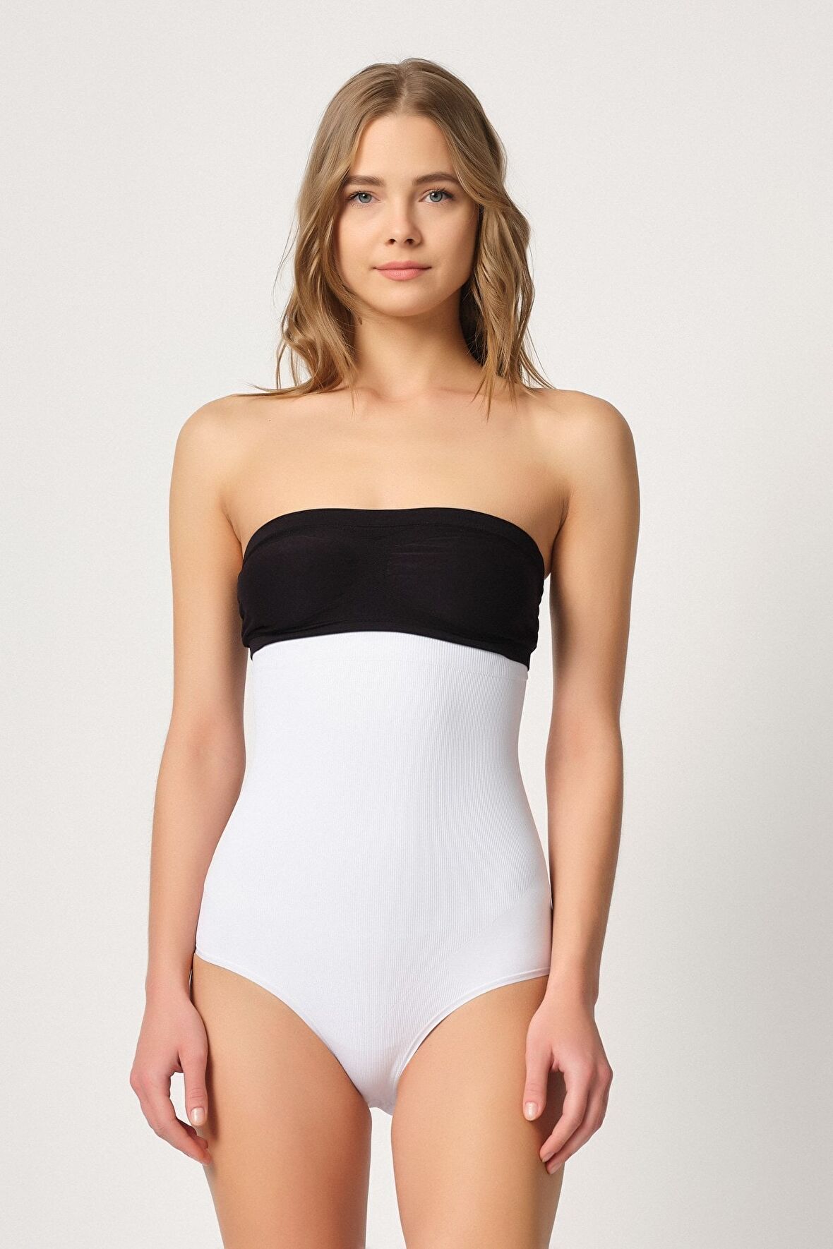 2080 Kadın Seamless Agraflı Slip Korse Beyaz