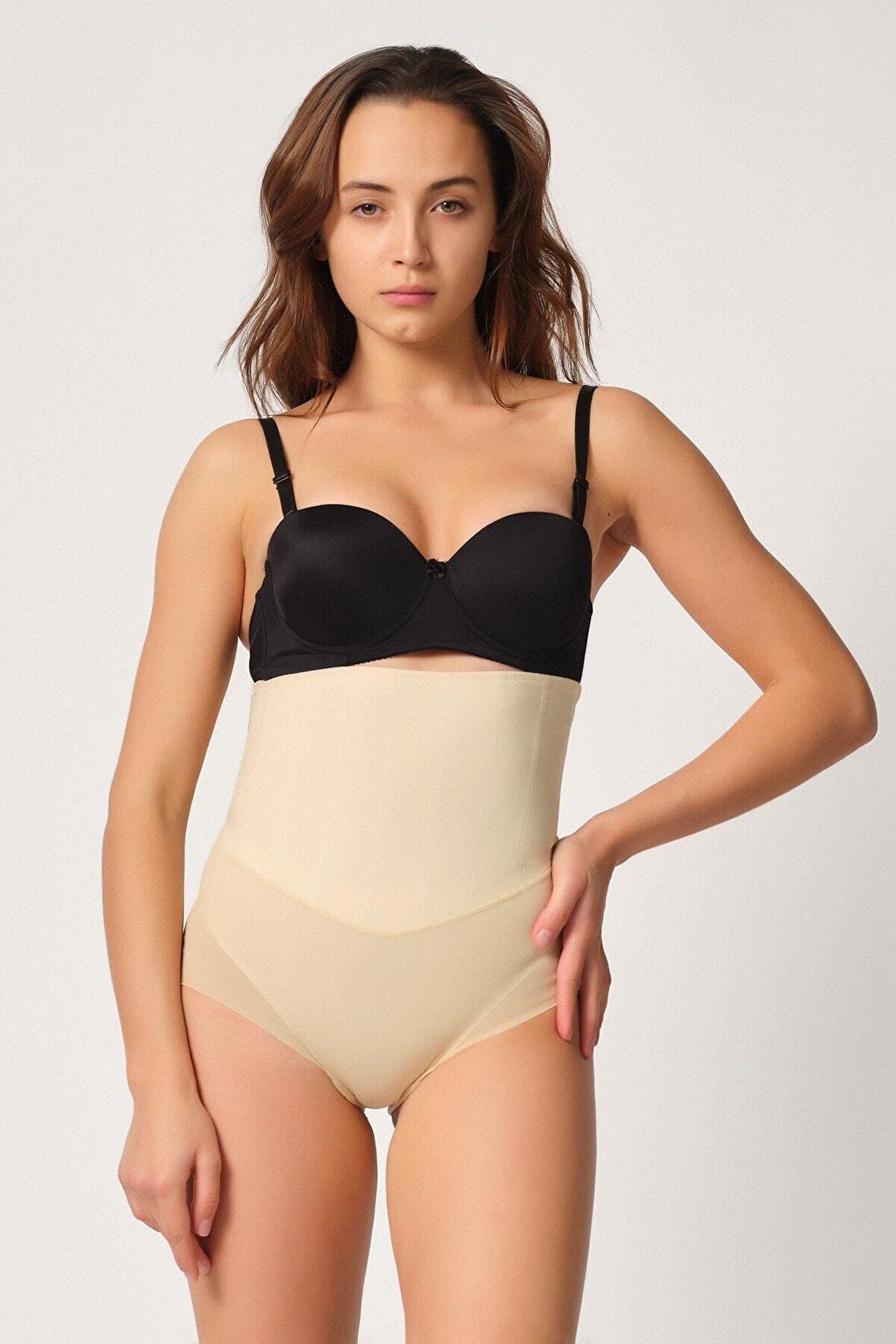 Kadın Tül Karyokalı Lazer Slip Korse Ten 2945