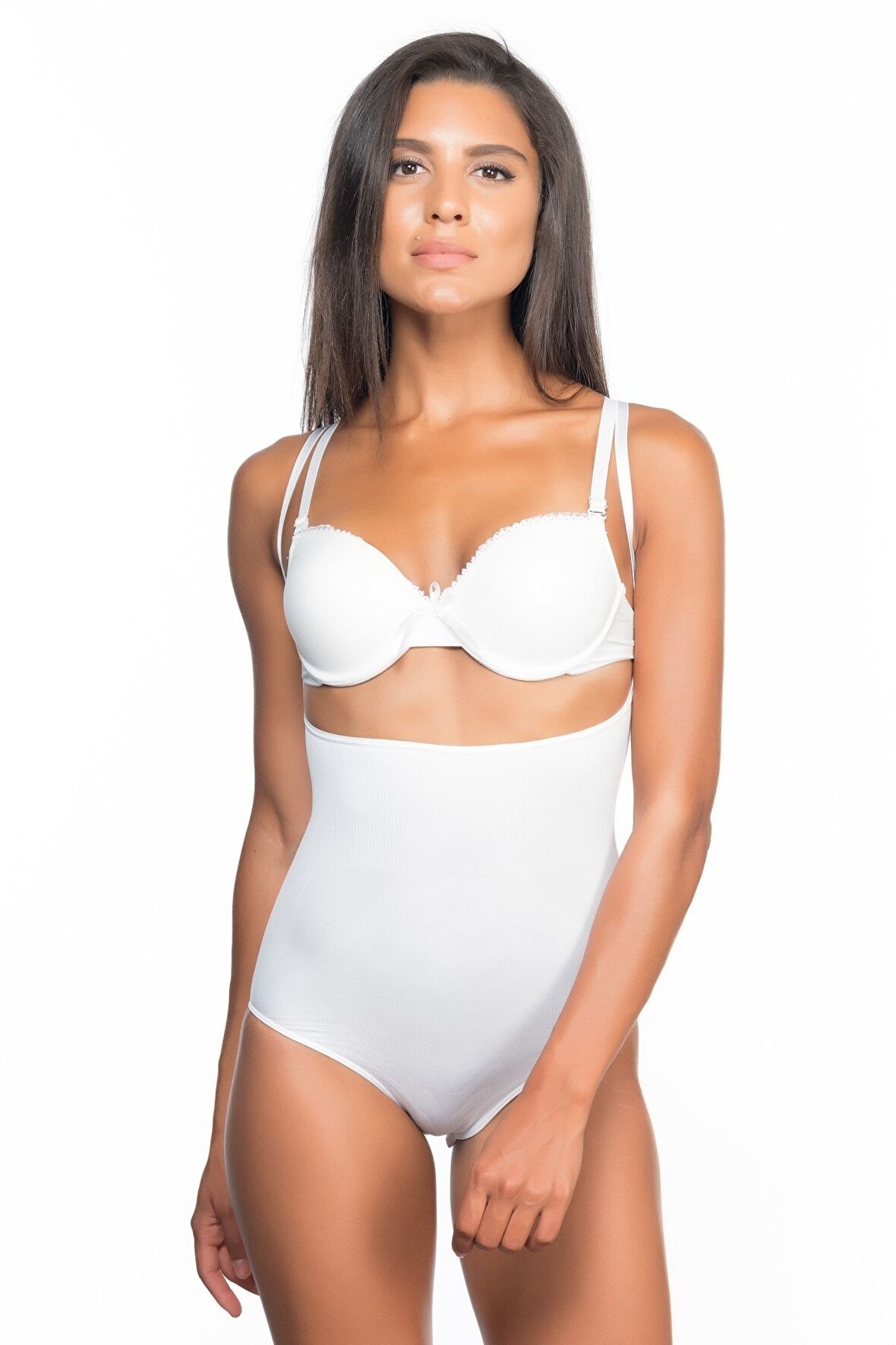 Göğsü Açık Slip Korse Beyaz