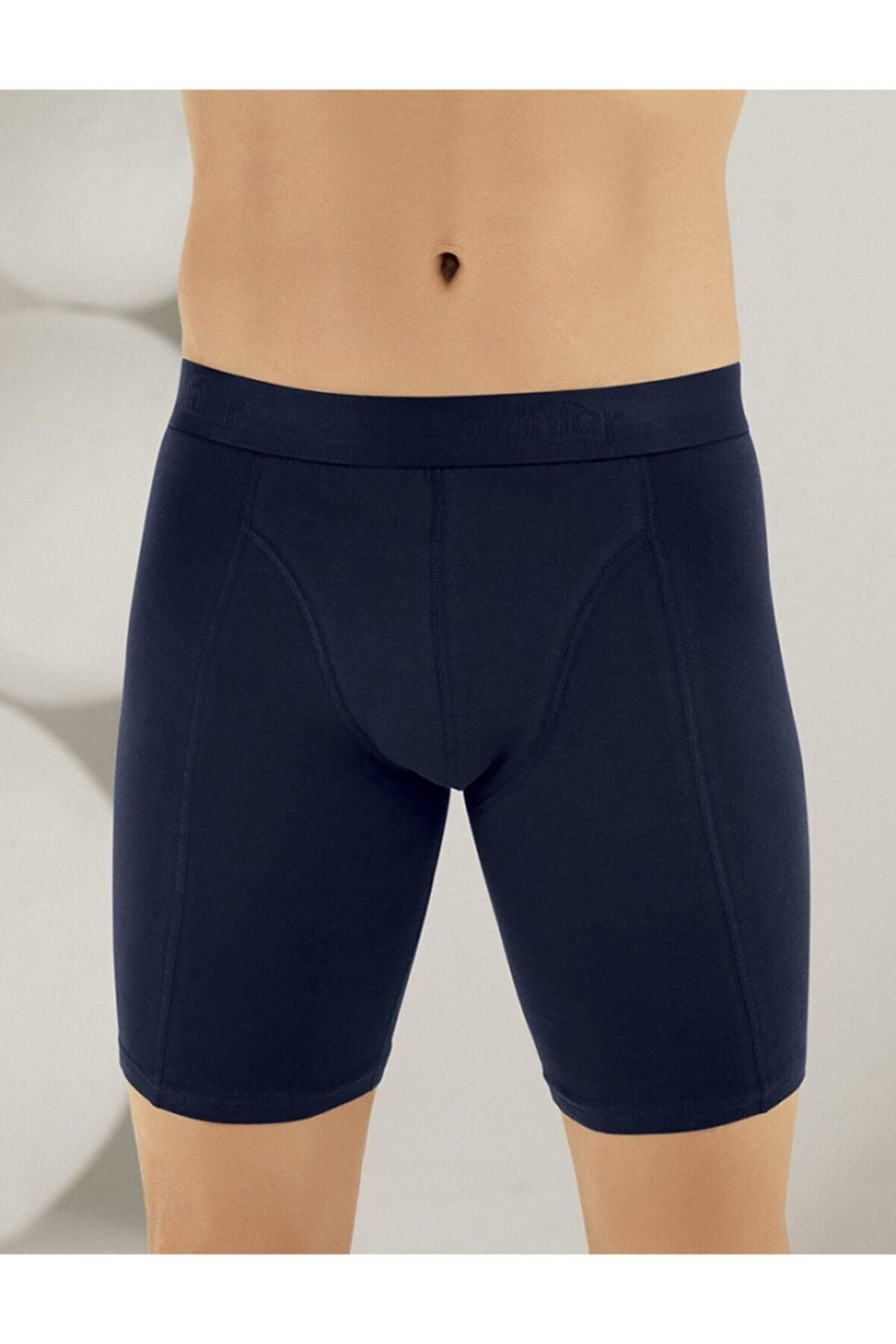 Erkek Lacirt Likralı Uzun Boxer Me114