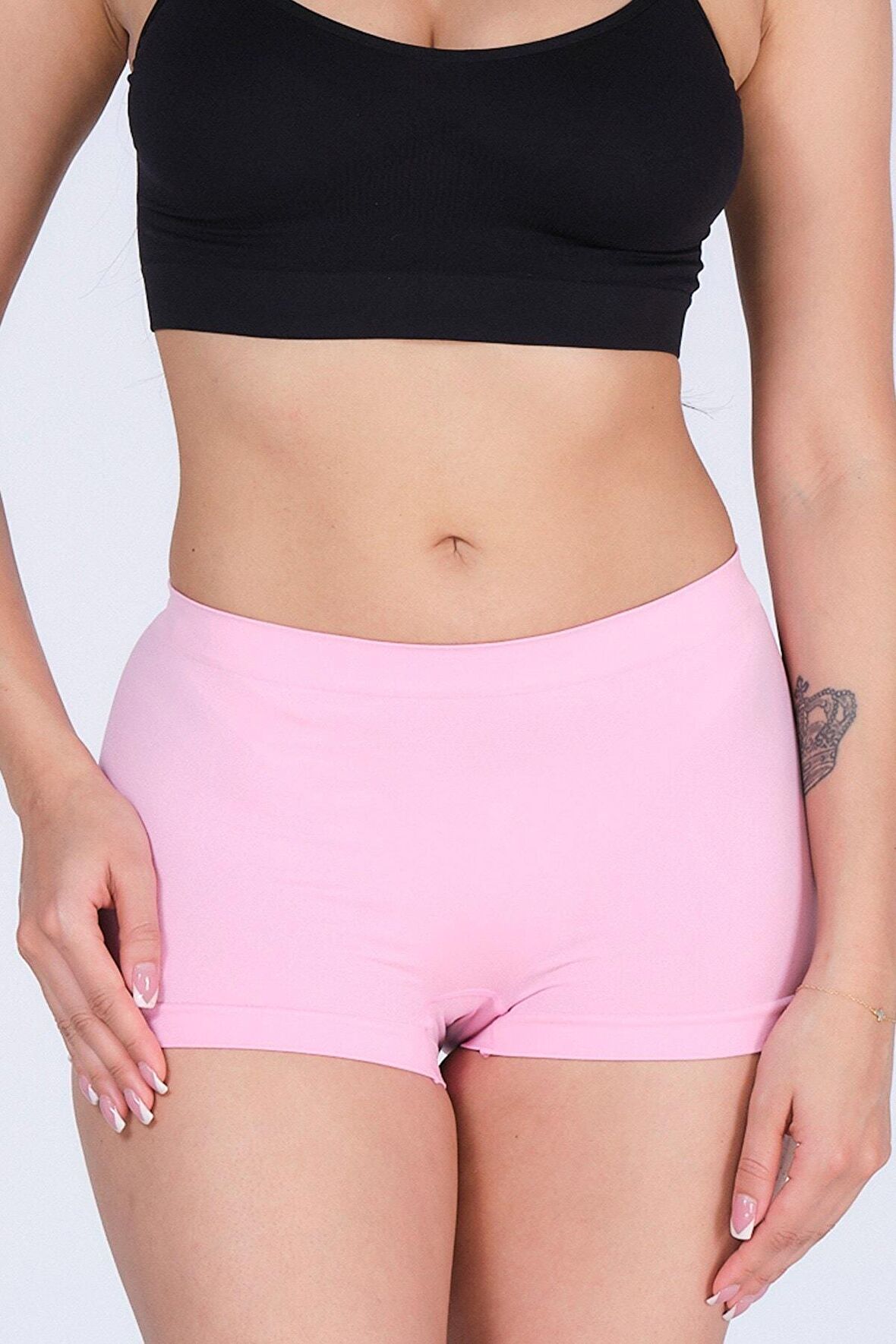 Kadın Pembe Toparlayıcı Seamless Boxer Korse 3000