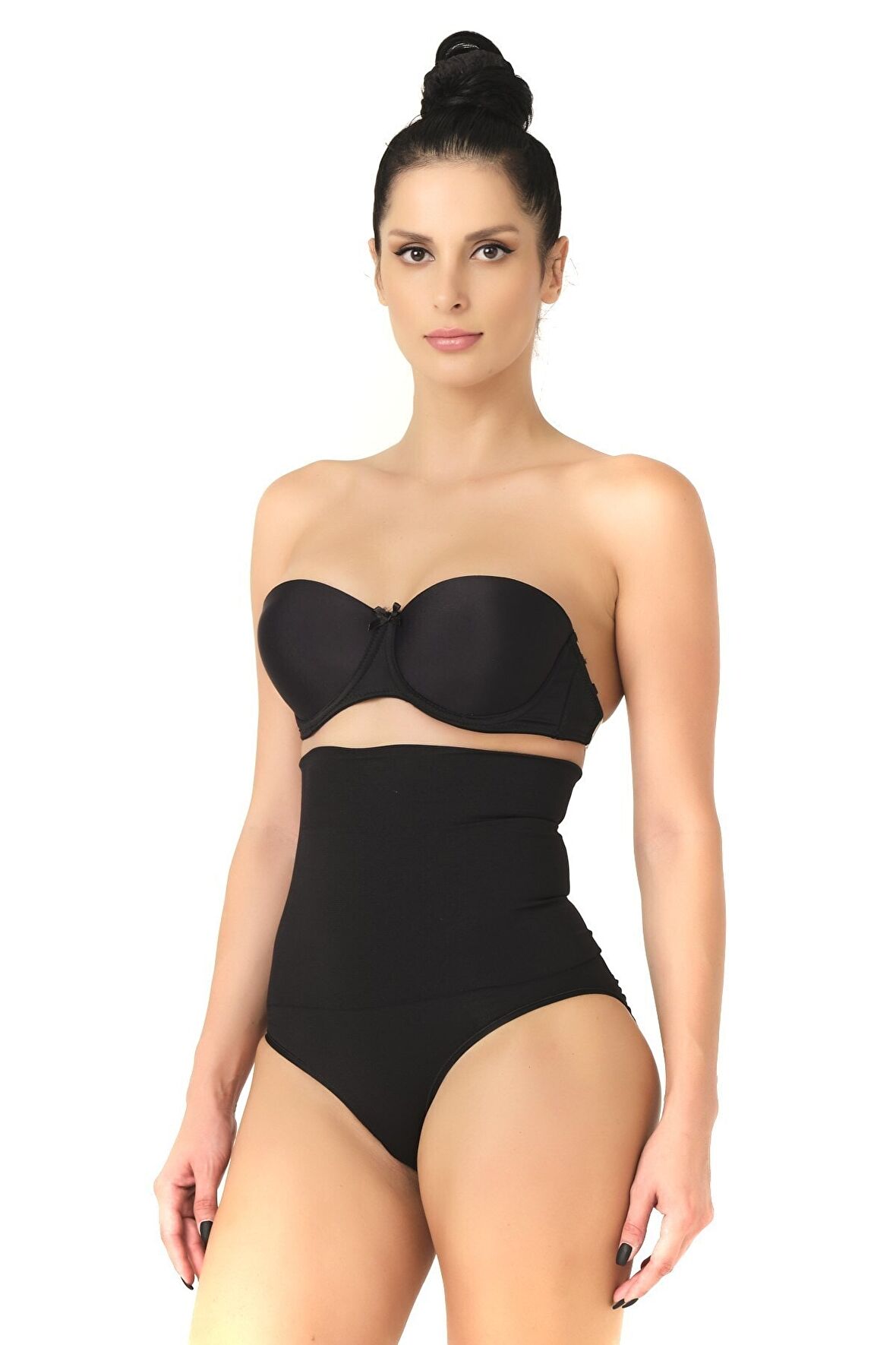 Seamless Yüksek Bel Çıtçıtlı Double Slip Korse Külot 2019 Siyah