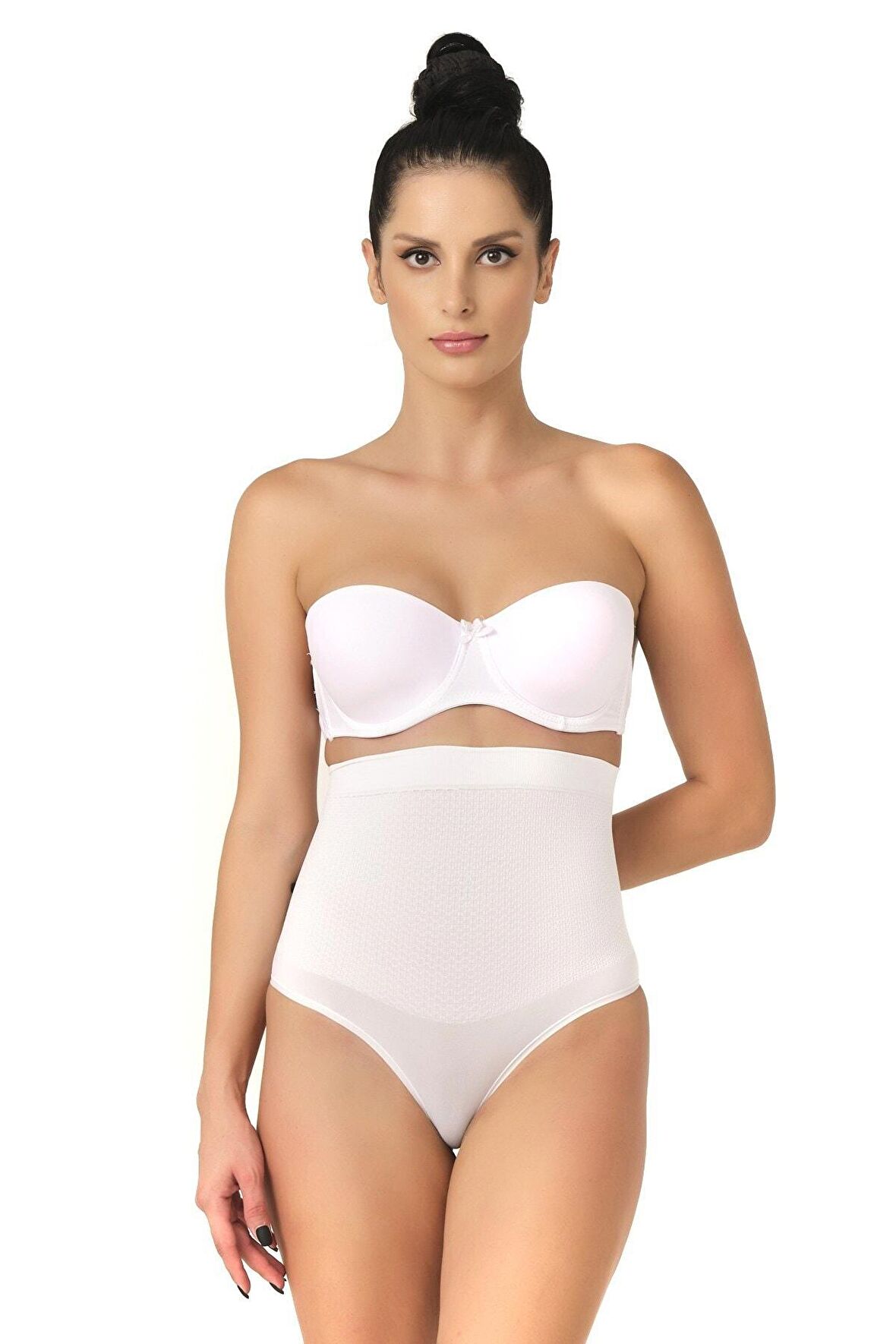 Seamless Yüksek Bel Karın Destekli String Külot Korse 2054 Beyaz