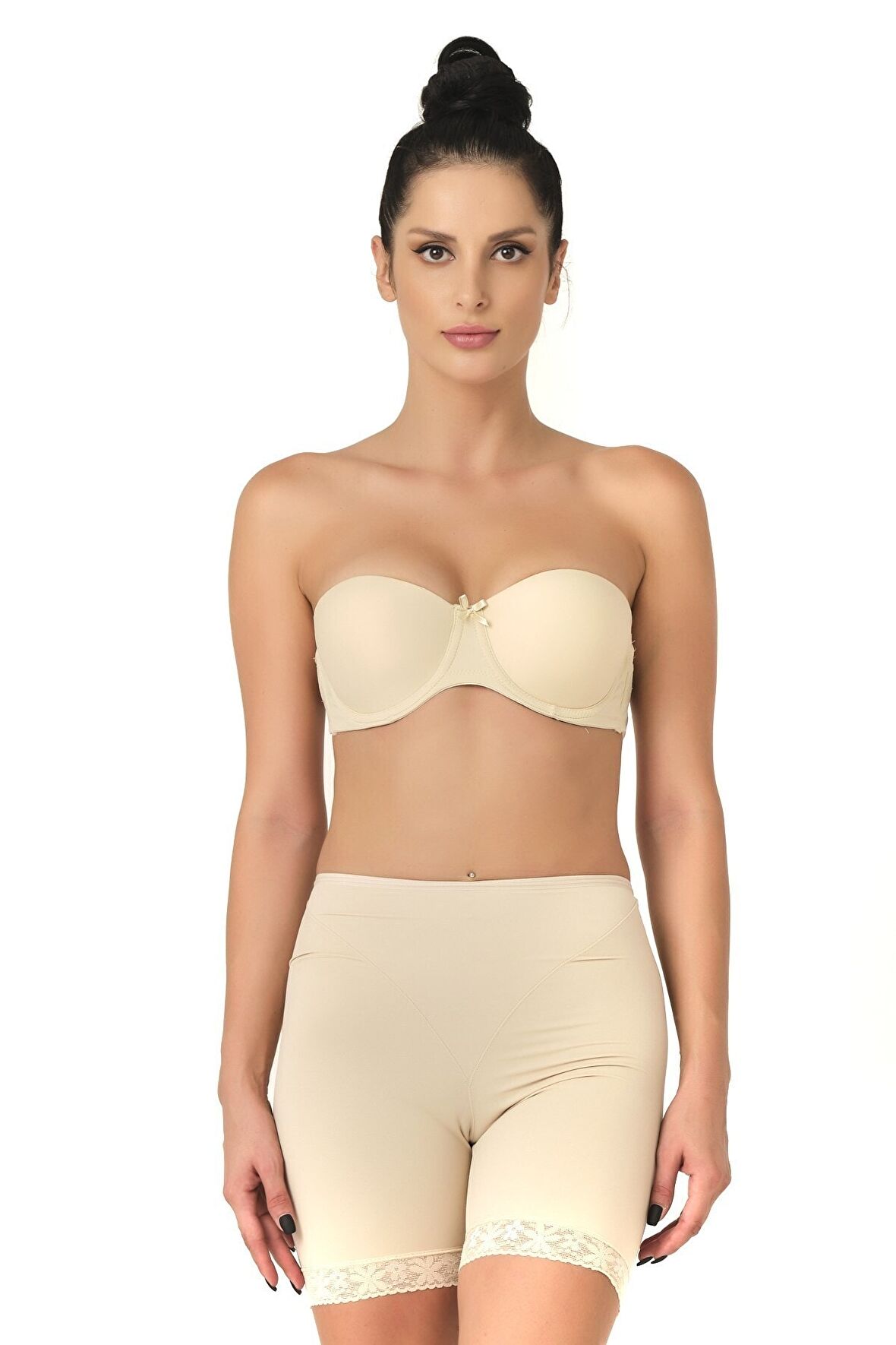 Kadın Ten Paçası Dantelli Silikon Pop-up Korse 2002