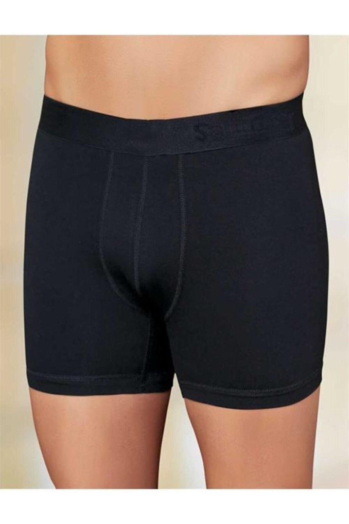 Erkek Likralı Boxer Siyah 6'lı Paket Yazılı Torbalı Boxer Me031