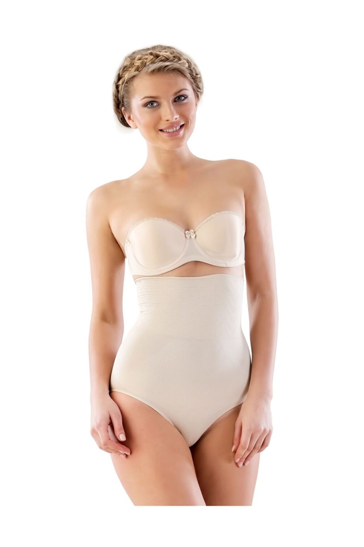 2079 Çift Kat Yüksek Bel Slip Korse Ten