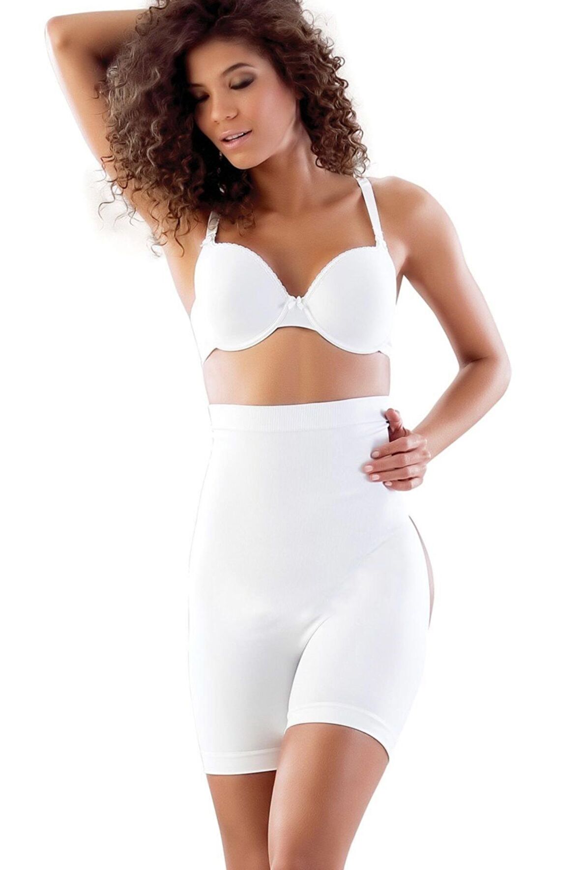 2063 Yüksek Bel Popo Açık Paçalı Korse Beyaz