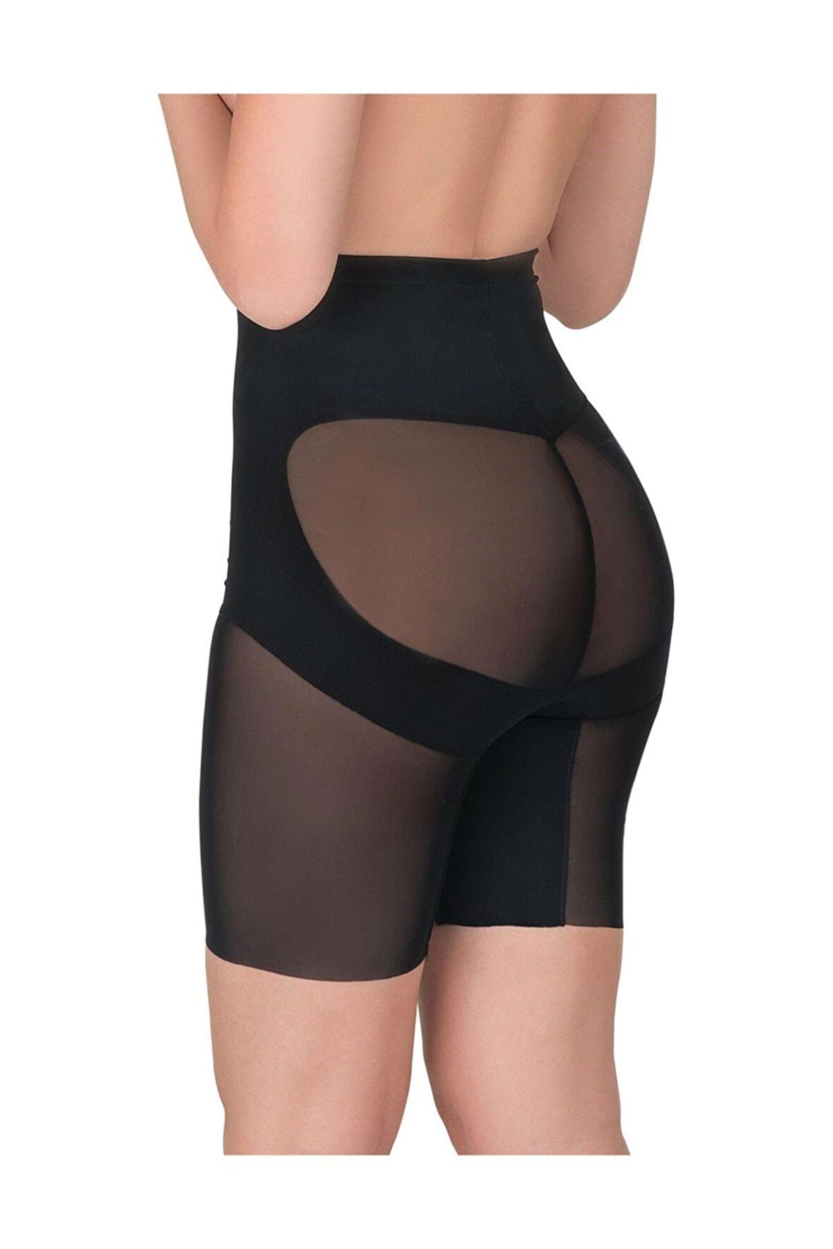 2929 Paçalı Tül Double Korse Siyah