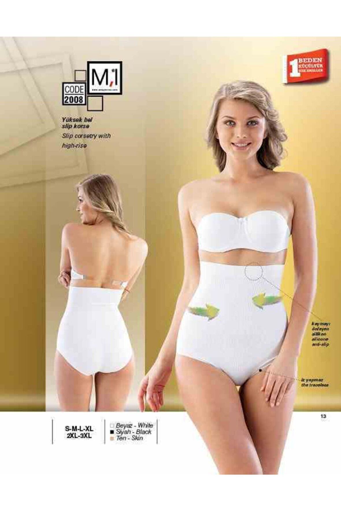 2008 Kadın Yüksek Bel Slip Korse