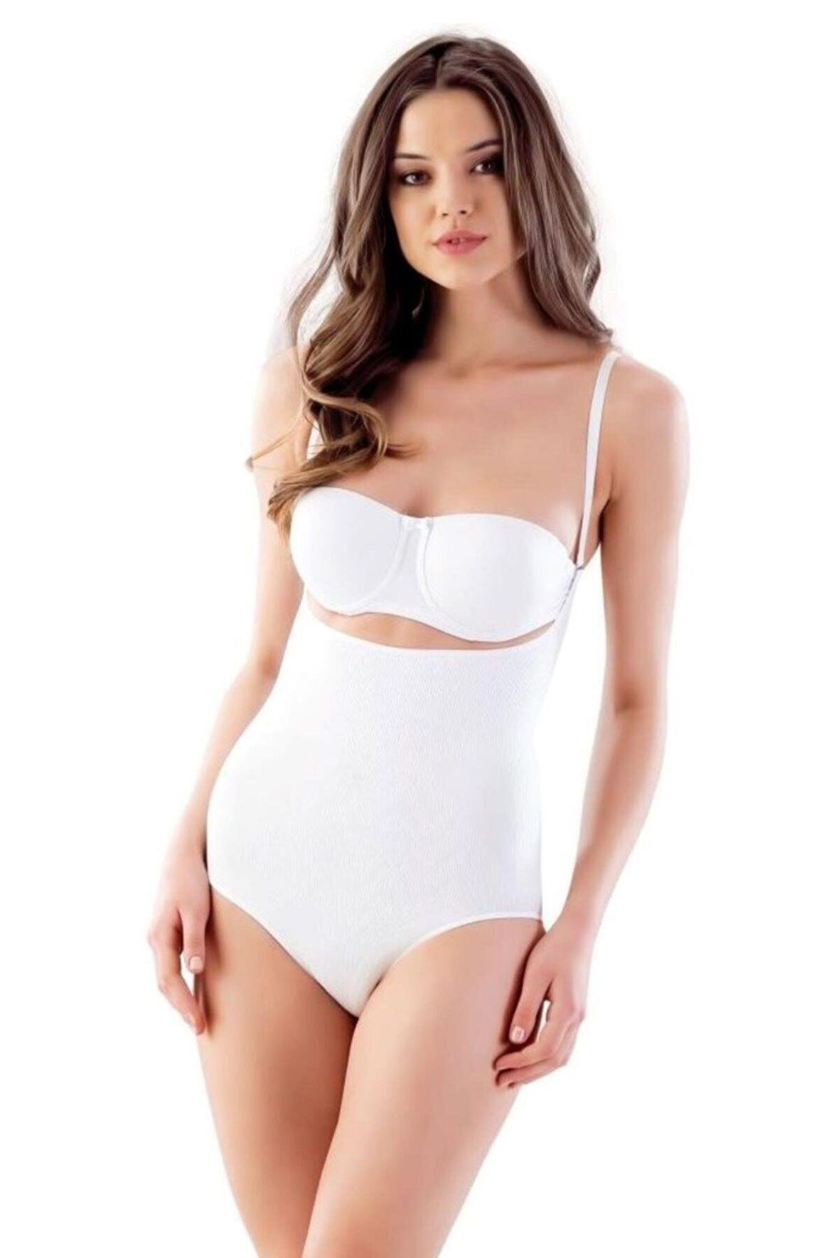 Kadın Beyaz Göğsü Açık Slip Boy Korse 2811