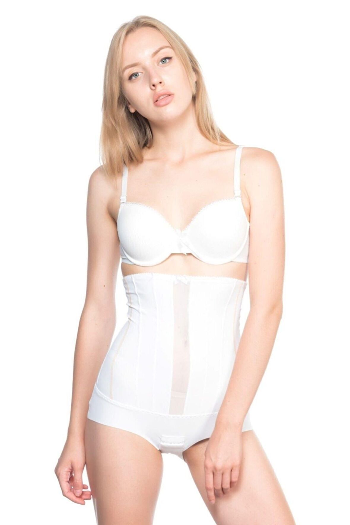 2886 Alttan Agraflı Tül Detaylı Slip Korse