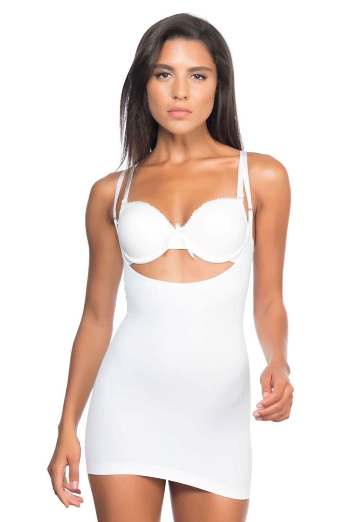 Kadın Beyaz Göğsü Açık Masaj Özellikli Atlet Korse 5043