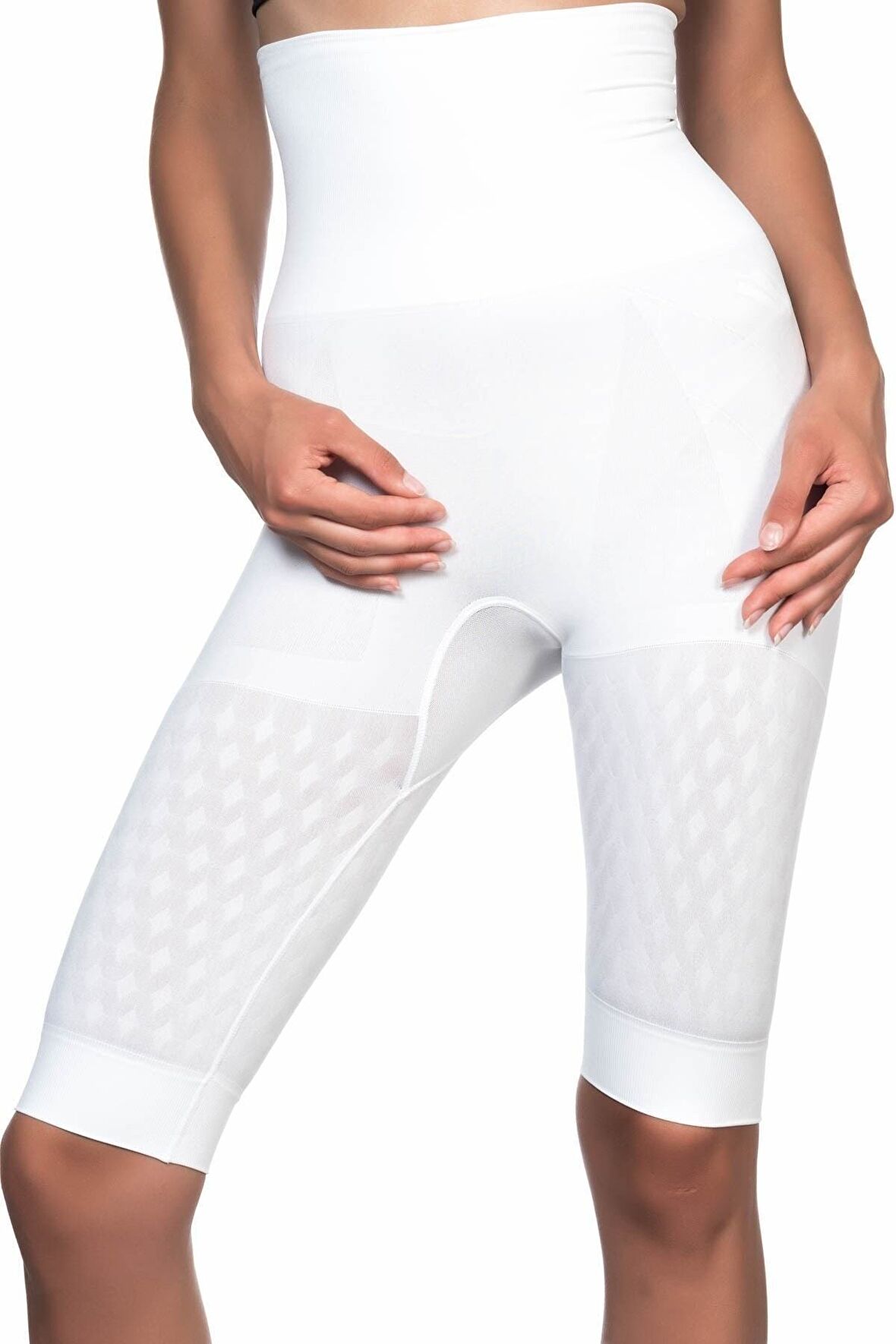 Kadın Beyaz Dikişsiz Uzun Paçalı Duble Boxer Korse