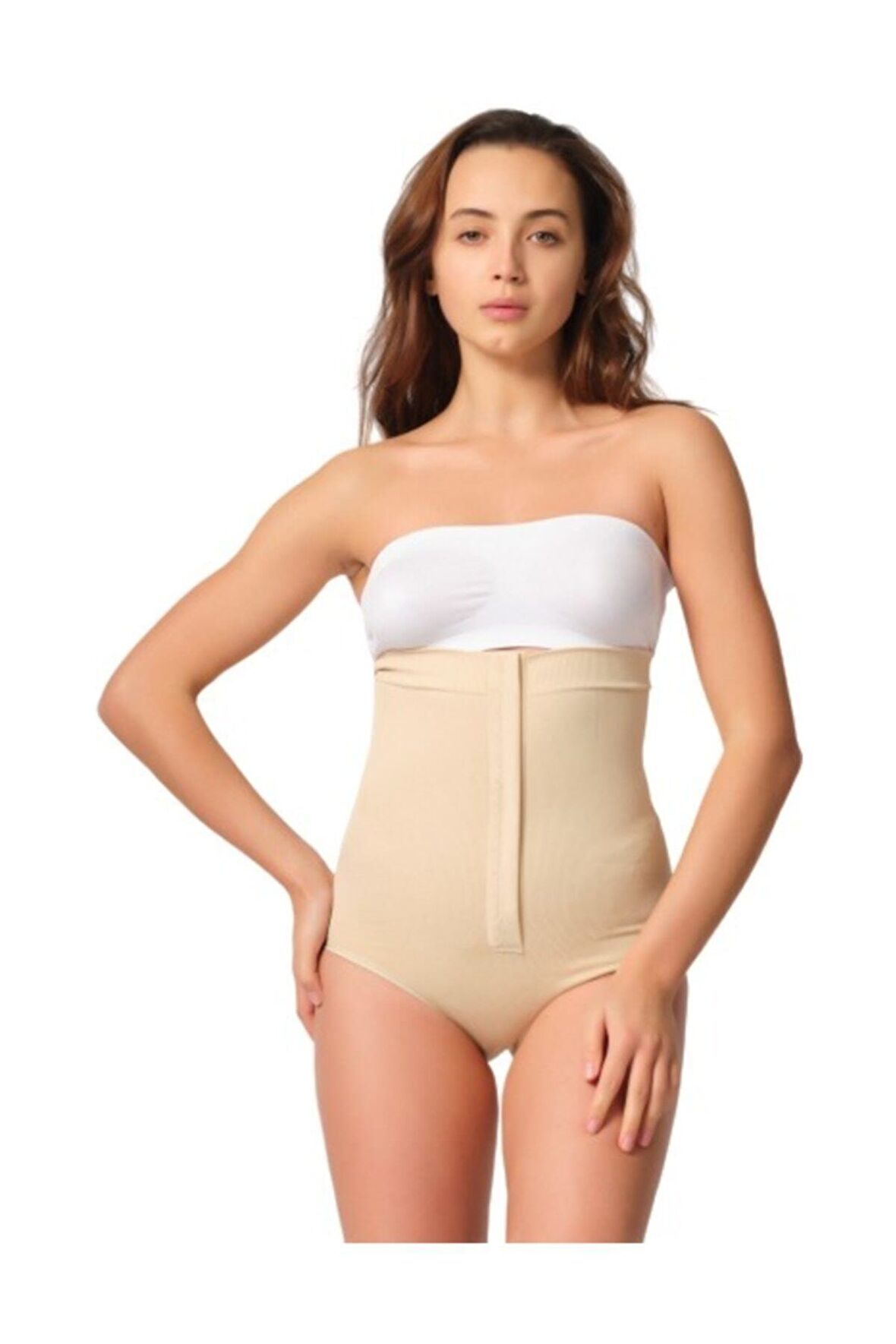 Kadın Ten Önden Agraflı Seamless Slip Korse