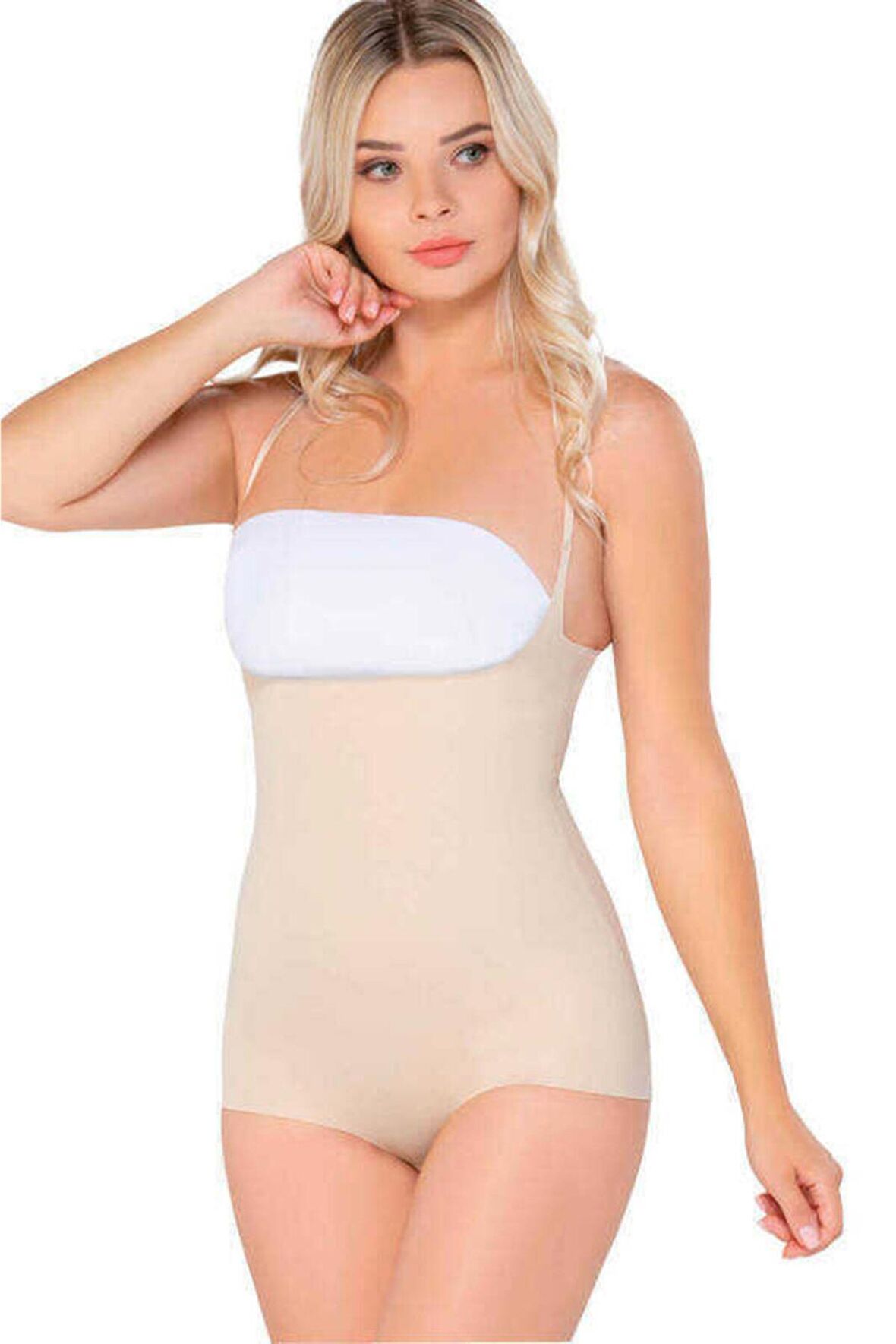 Kadın Ten Lazer Kesim Göğsü Açık Body Korse 2723