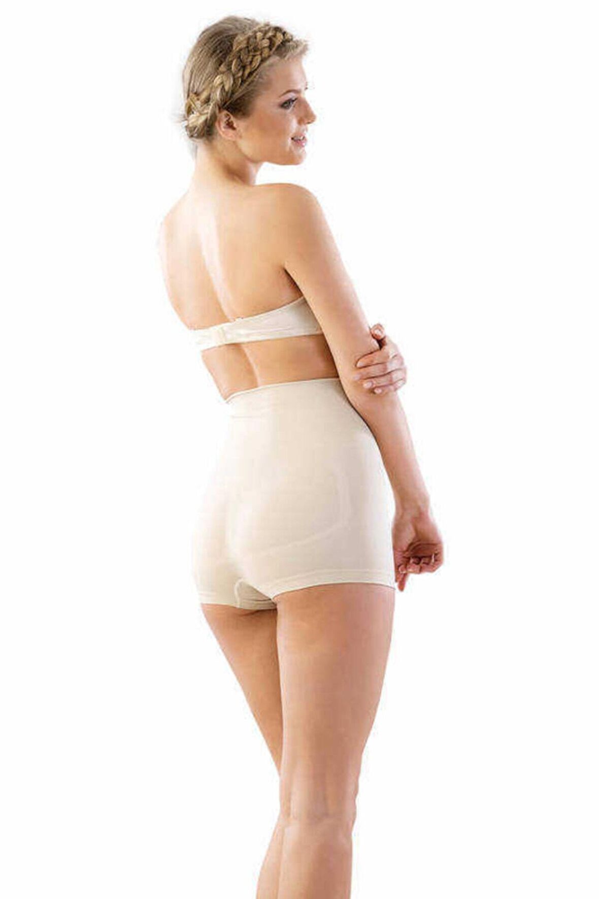 Kadın Bej Dikişsiz Toparlayıcı Çift Kat Boxer