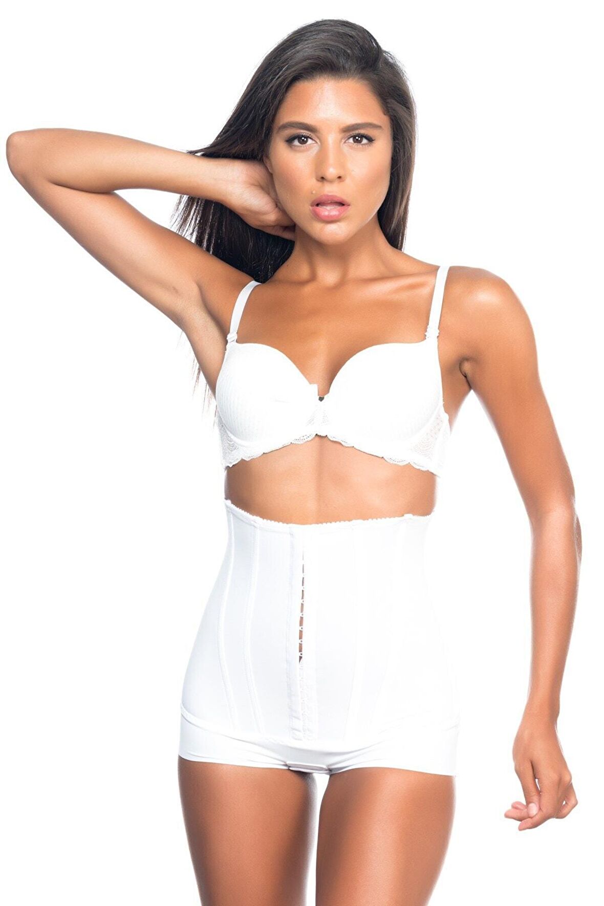 Kadın Beyaz Balenli Slip Korse