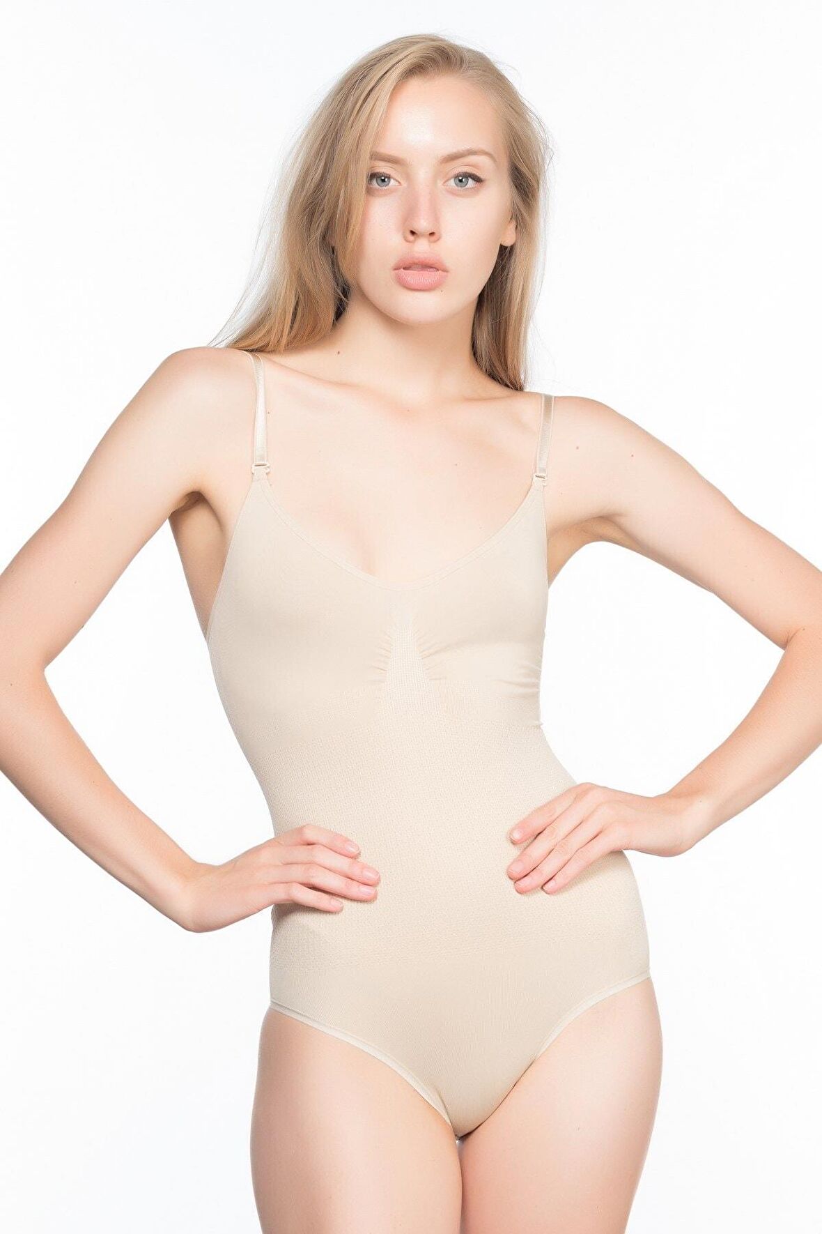 Kadın Bej Dikişsiz Body Slip Korse